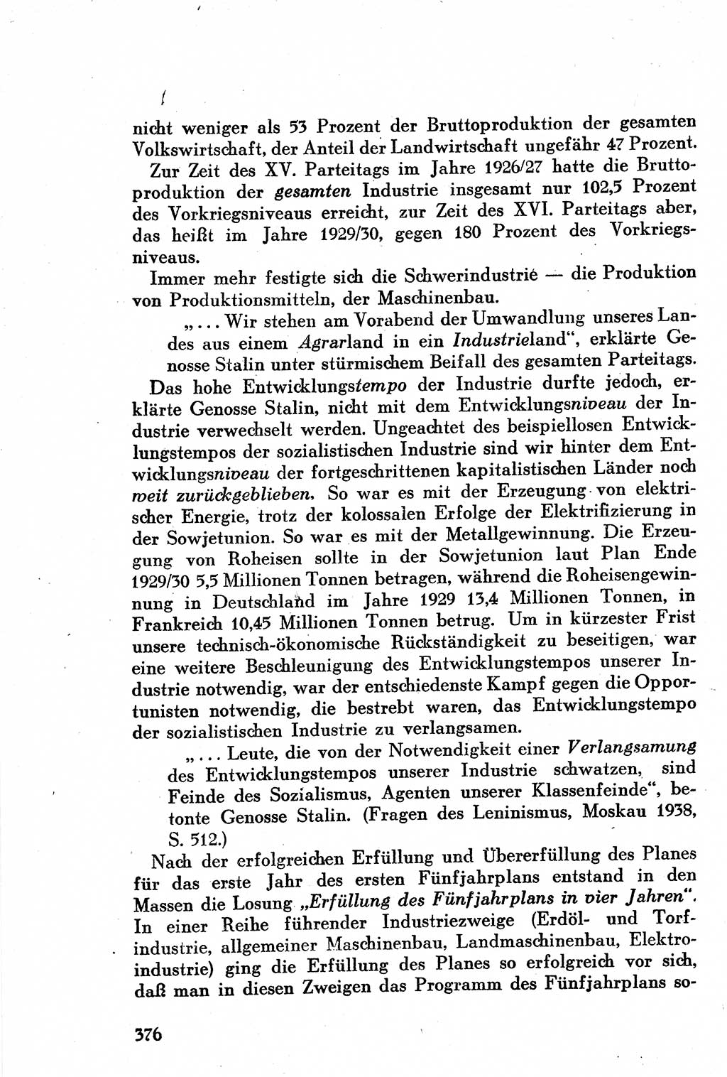 Geschichte der Kommunistischen Partei der Sowjetunion (KPdSU) [Sowjetische Besatzungszone (SBZ) Deutschlands] 1946, Seite 376 (Gesch. KPdSU SBZ Dtl. 1946, S. 376)