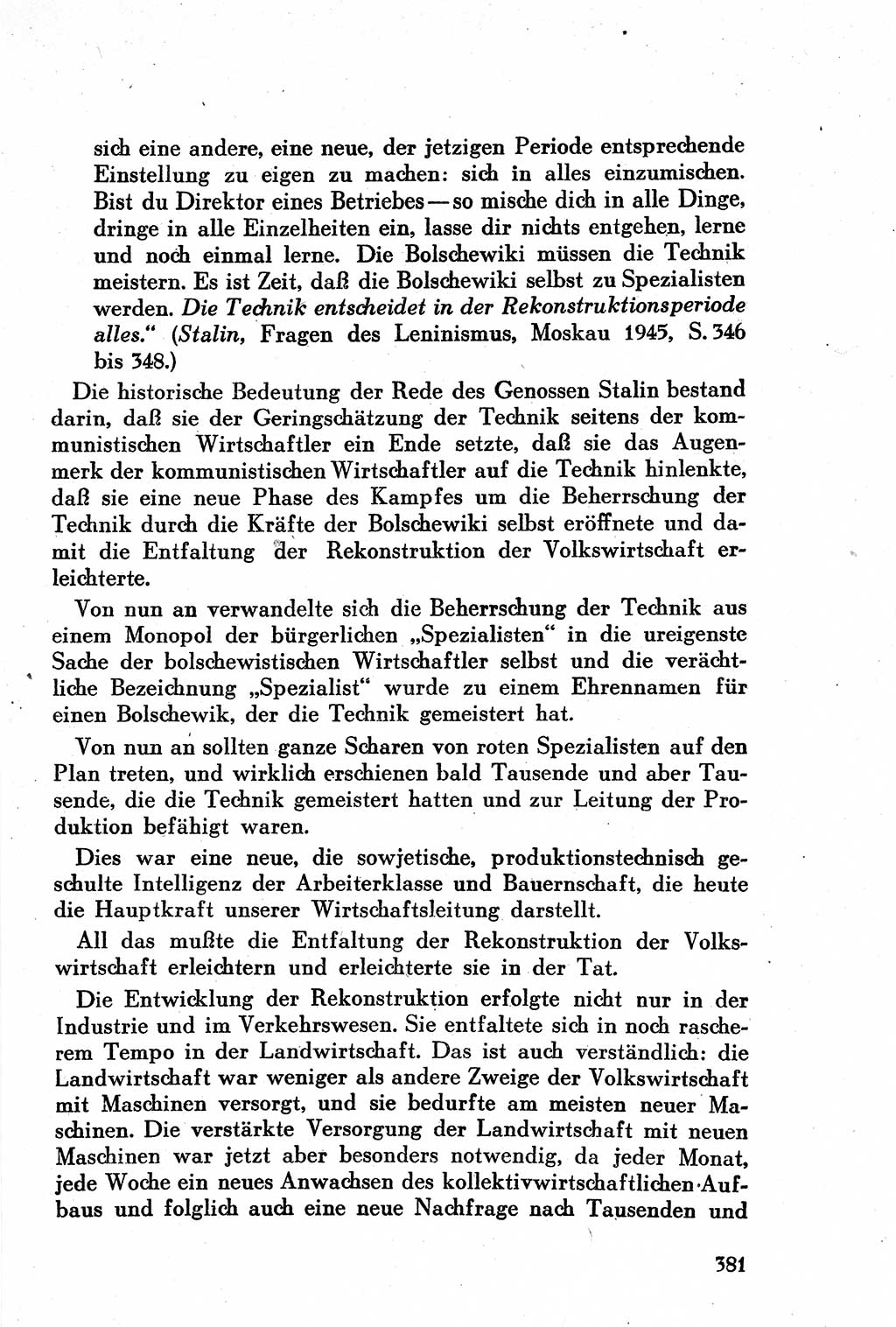 Geschichte der Kommunistischen Partei der Sowjetunion (KPdSU) [Sowjetische Besatzungszone (SBZ) Deutschlands] 1946, Seite 381 (Gesch. KPdSU SBZ Dtl. 1946, S. 381)