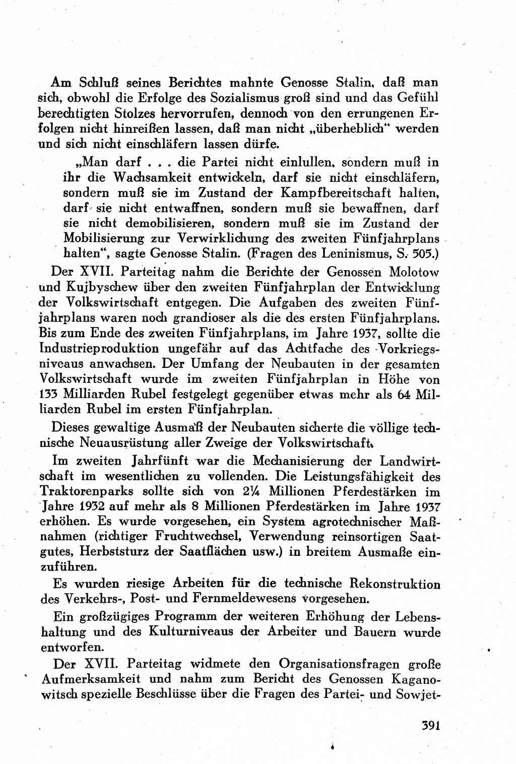 Geschichte der Kommunistischen Partei der Sowjetunion (KPdSU) [Sowjetische Besatzungszone (SBZ) Deutschlands] 1946, Seite 391 (Gesch. KPdSU SBZ Dtl. 1946, S. 391)