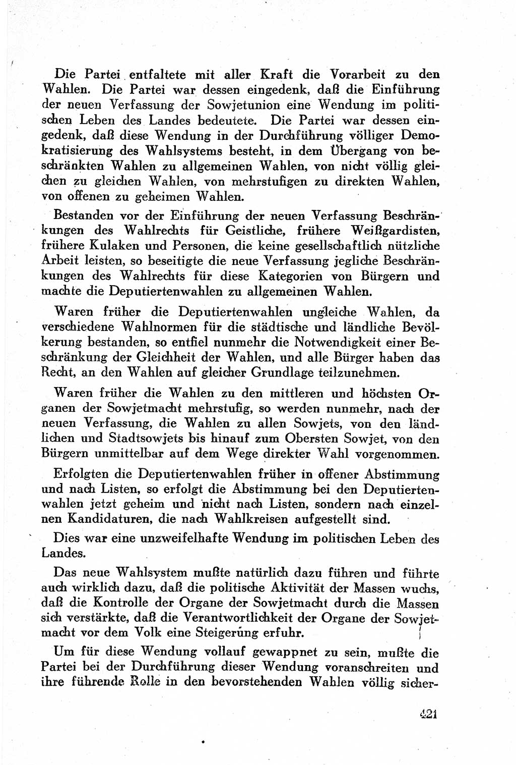 Geschichte der Kommunistischen Partei der Sowjetunion (KPdSU) [Sowjetische Besatzungszone (SBZ) Deutschlands] 1946, Seite 421 (Gesch. KPdSU SBZ Dtl. 1946, S. 421)