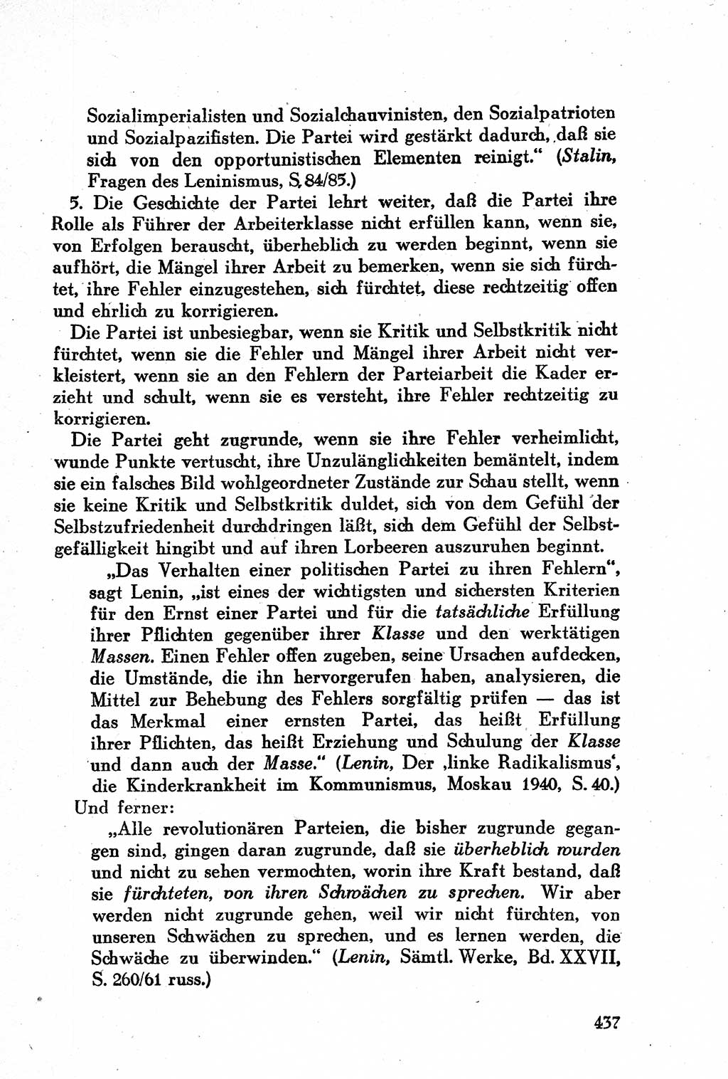 Geschichte der Kommunistischen Partei der Sowjetunion (KPdSU) [Sowjetische Besatzungszone (SBZ) Deutschlands] 1946, Seite 437 (Gesch. KPdSU SBZ Dtl. 1946, S. 437)