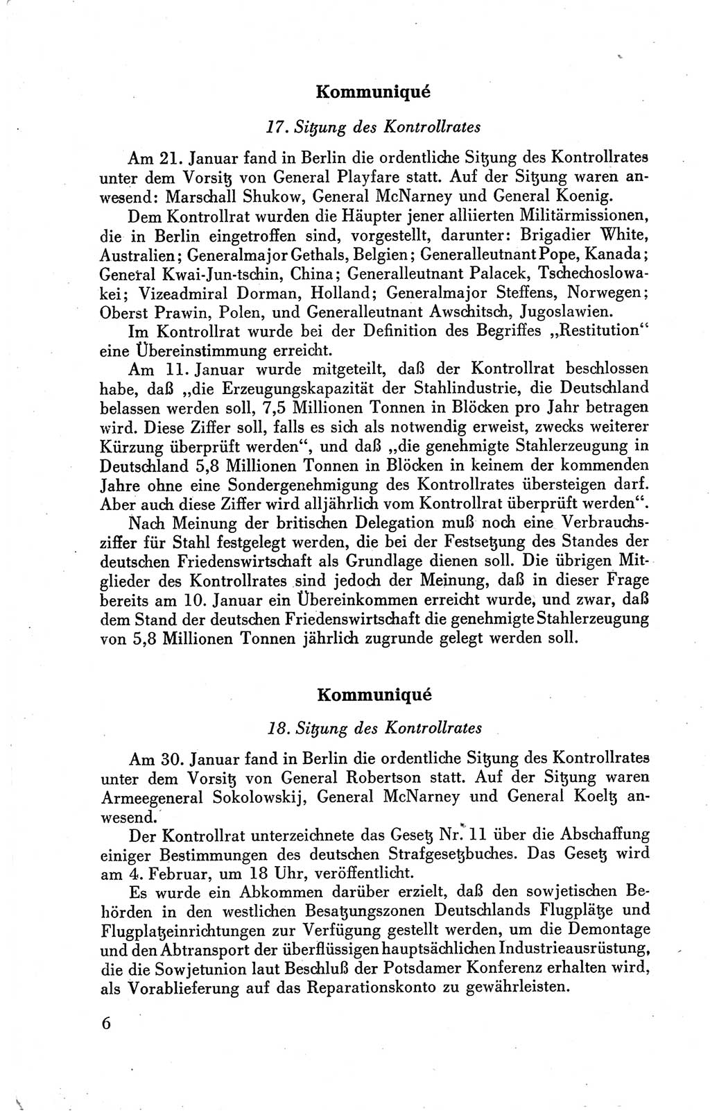 Der Alliierte Kontrollrat für Deutschland - Die Alliierte Kommandantur der Stadt Berlin, Kommuniqués, Gesetze, Direktiven, Befehle, Anordnungen, Sammelheft 2 1946, Seite 6 (AKR Dtl., All. Kdtr. Bln., 1946, S. 6)