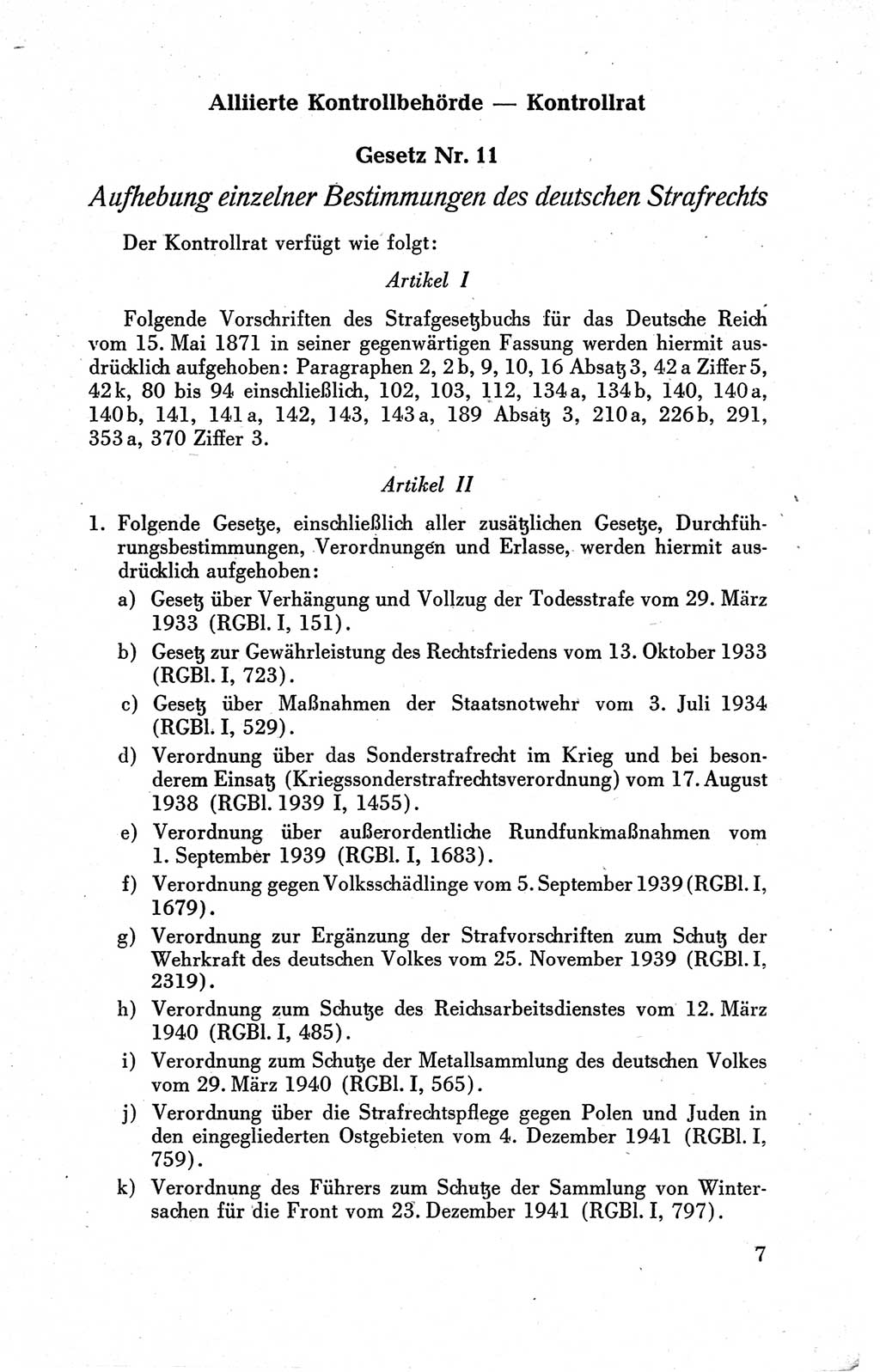 Der Alliierte Kontrollrat für Deutschland - Die Alliierte Kommandantur der Stadt Berlin, Kommuniqués, Gesetze, Direktiven, Befehle, Anordnungen, Sammelheft 2 1946, Seite 7 (AKR Dtl., All. Kdtr. Bln., 1946, S. 7)