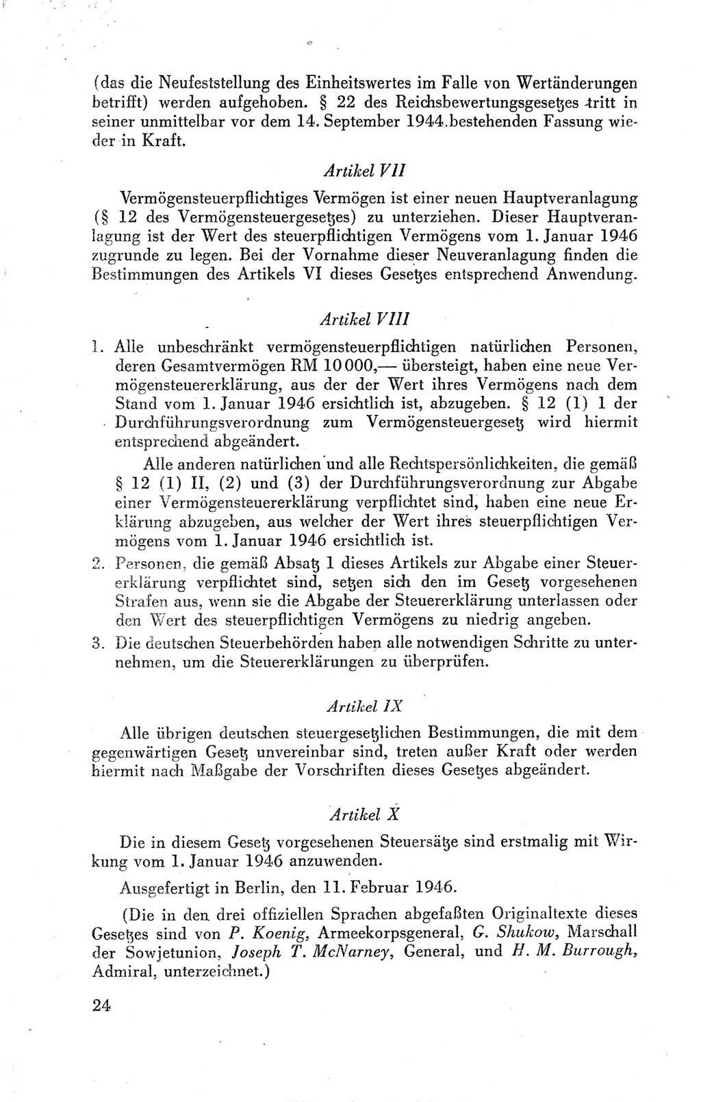 Der Alliierte Kontrollrat für Deutschland - Die Alliierte Kommandantur der Stadt Berlin, Kommuniqués, Gesetze, Direktiven, Befehle, Anordnungen, Sammelheft 2 1946, Seite 24 (AKR Dtl., All. Kdtr. Bln., 1946, S. 24)