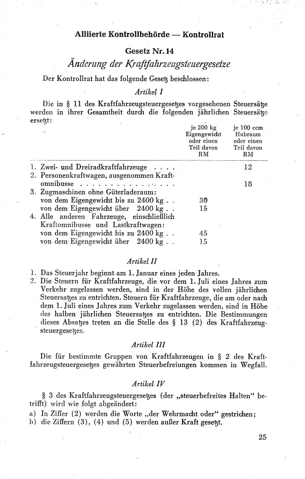 Der Alliierte Kontrollrat für Deutschland - Die Alliierte Kommandantur der Stadt Berlin, Kommuniqués, Gesetze, Direktiven, Befehle, Anordnungen, Sammelheft 2 1946, Seite 25 (AKR Dtl., All. Kdtr. Bln., 1946, S. 25)