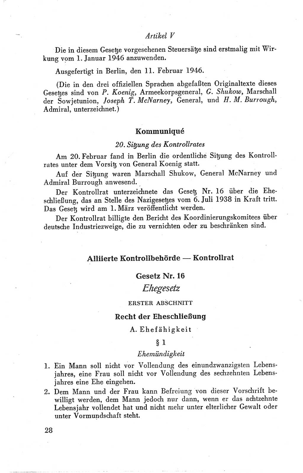 Der Alliierte Kontrollrat für Deutschland - Die Alliierte Kommandantur der Stadt Berlin, Kommuniqués, Gesetze, Direktiven, Befehle, Anordnungen, Sammelheft 2 1946, Seite 28 (AKR Dtl., All. Kdtr. Bln., 1946, S. 28)