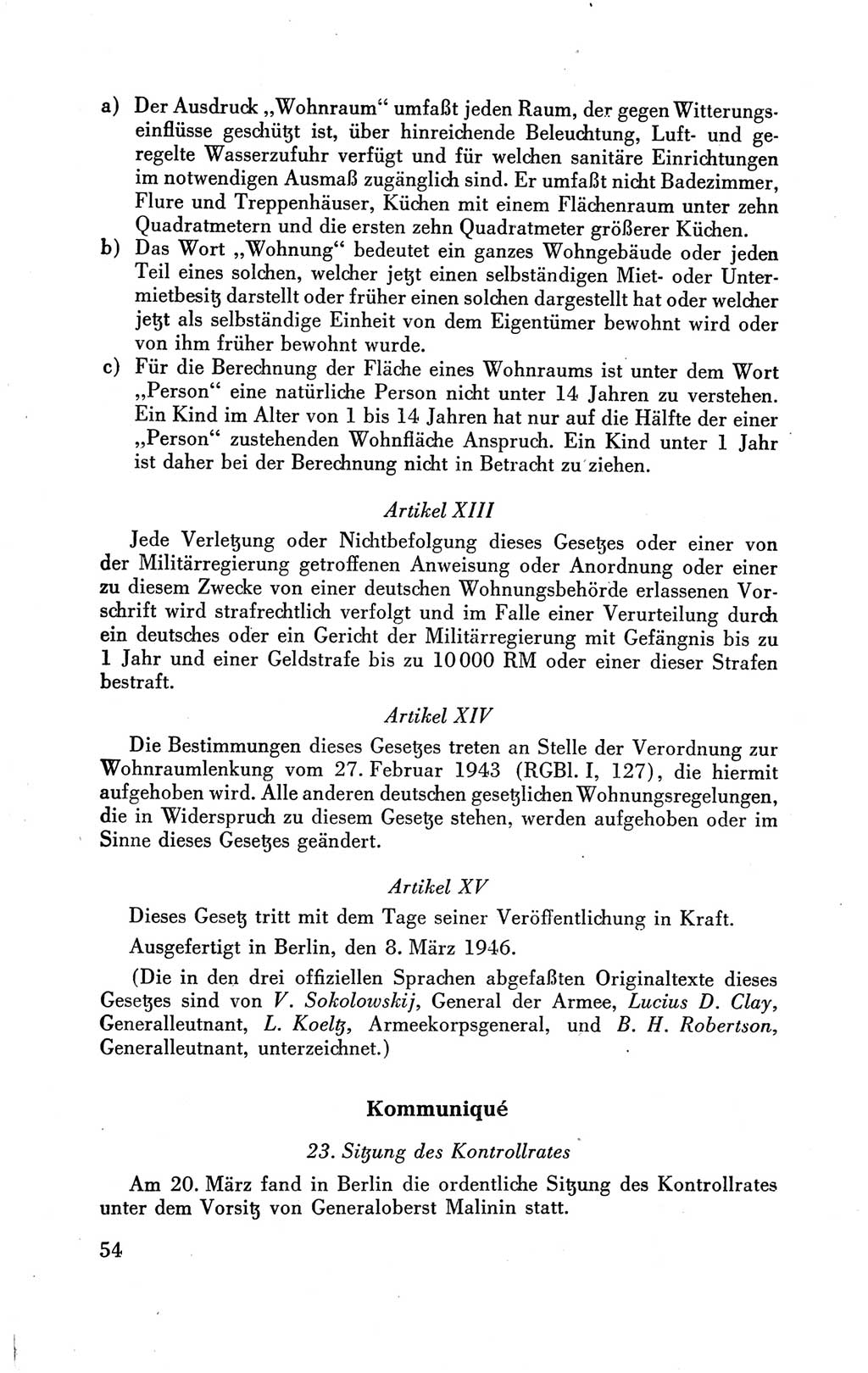 Der Alliierte Kontrollrat für Deutschland - Die Alliierte Kommandantur der Stadt Berlin, Kommuniqués, Gesetze, Direktiven, Befehle, Anordnungen, Sammelheft 2 1946, Seite 54 (AKR Dtl., All. Kdtr. Bln., 1946, S. 54)
