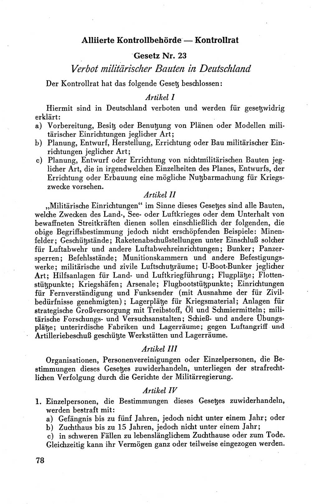 Der Alliierte Kontrollrat für Deutschland - Die Alliierte Kommandantur der Stadt Berlin, Kommuniqués, Gesetze, Direktiven, Befehle, Anordnungen, Sammelheft 2 1946, Seite 78 (AKR Dtl., All. Kdtr. Bln., 1946, S. 78)