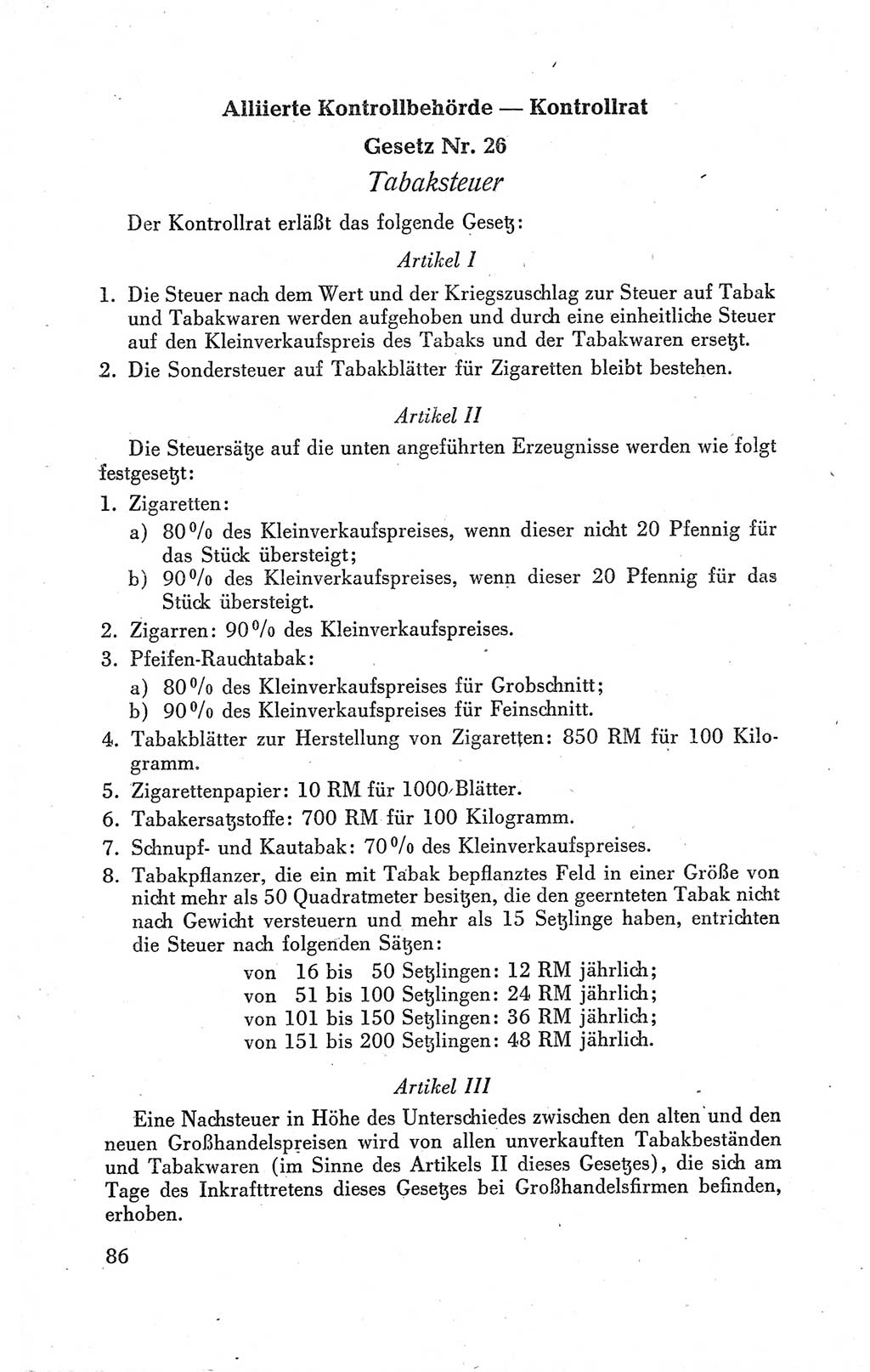 Der Alliierte Kontrollrat für Deutschland - Die Alliierte Kommandantur der Stadt Berlin, Kommuniqués, Gesetze, Direktiven, Befehle, Anordnungen, Sammelheft 2 1946, Seite 86 (AKR Dtl., All. Kdtr. Bln., 1946, S. 86)