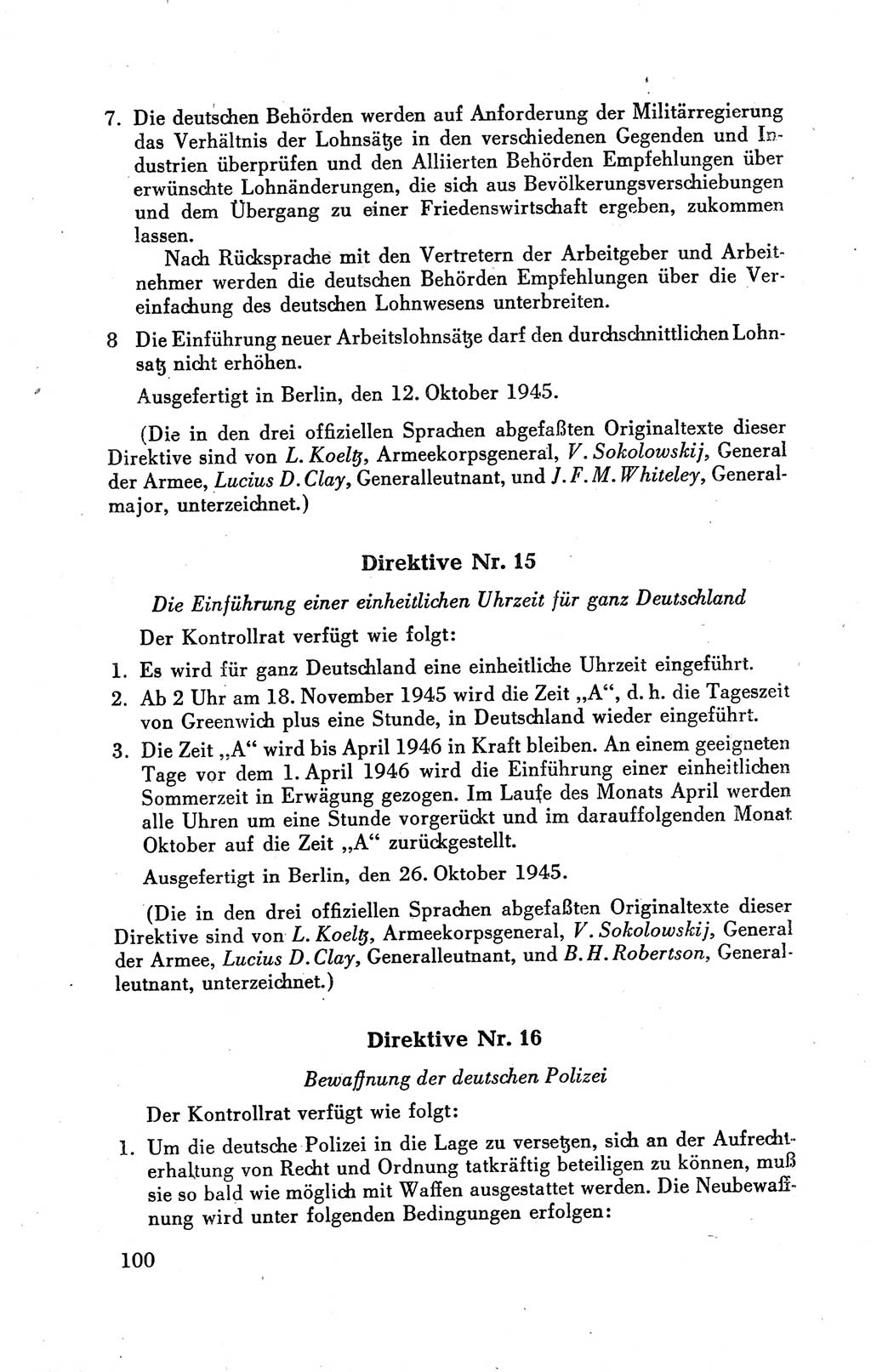 Der Alliierte Kontrollrat für Deutschland - Die Alliierte Kommandantur der Stadt Berlin, Kommuniqués, Gesetze, Direktiven, Befehle, Anordnungen, Sammelheft 2 1946, Seite 100 (AKR Dtl., All. Kdtr. Bln., 1946, S. 100)