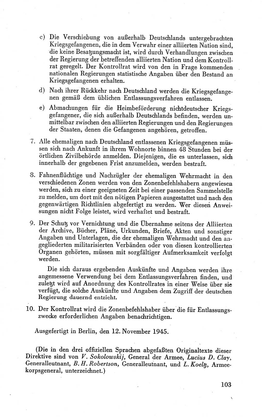 Der Alliierte Kontrollrat für Deutschland - Die Alliierte Kommandantur der Stadt Berlin, Kommuniqués, Gesetze, Direktiven, Befehle, Anordnungen, Sammelheft 2 1946, Seite 103 (AKR Dtl., All. Kdtr. Bln., 1946, S. 103)