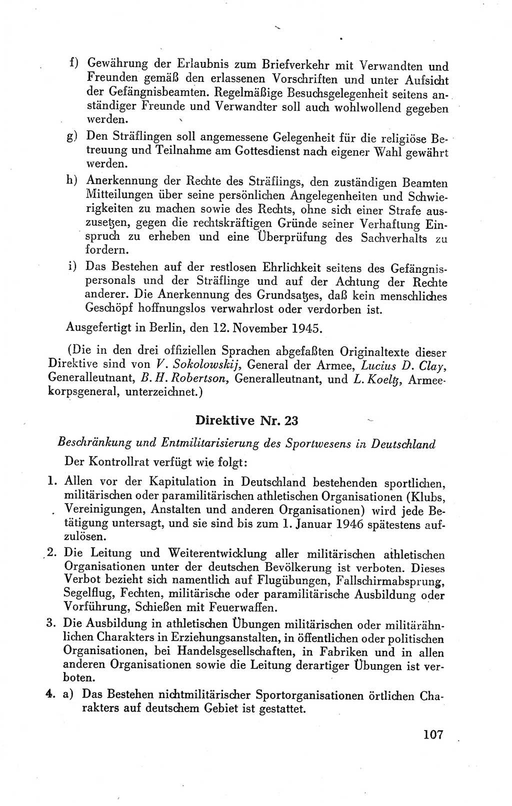 Der Alliierte Kontrollrat für Deutschland - Die Alliierte Kommandantur der Stadt Berlin, Kommuniqués, Gesetze, Direktiven, Befehle, Anordnungen, Sammelheft 2 1946, Seite 107 (AKR Dtl., All. Kdtr. Bln., 1946, S. 107)