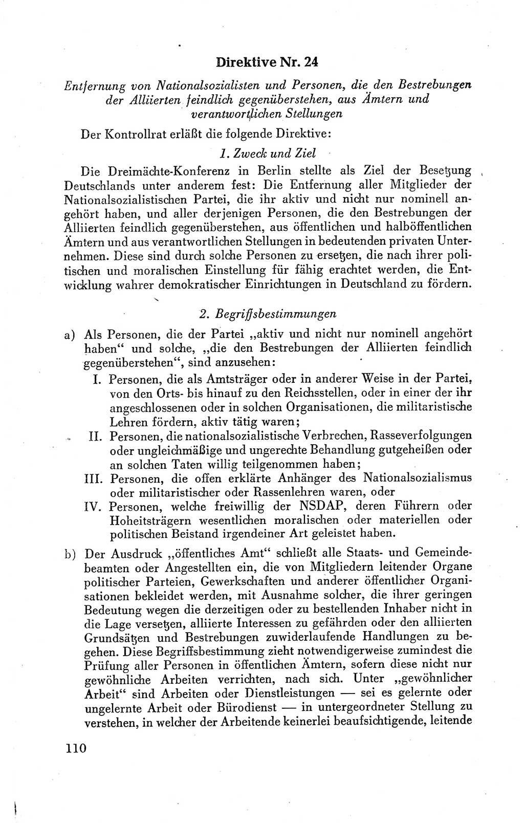 Der Alliierte Kontrollrat für Deutschland - Die Alliierte Kommandantur der Stadt Berlin, Kommuniqués, Gesetze, Direktiven, Befehle, Anordnungen, Sammelheft 2 1946, Seite 110 (AKR Dtl., All. Kdtr. Bln., 1946, S. 110)