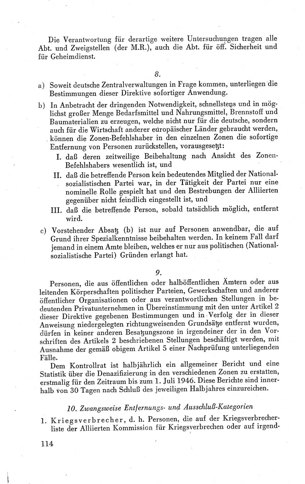 Der Alliierte Kontrollrat für Deutschland - Die Alliierte Kommandantur der Stadt Berlin, Kommuniqués, Gesetze, Direktiven, Befehle, Anordnungen, Sammelheft 2 1946, Seite 114 (AKR Dtl., All. Kdtr. Bln., 1946, S. 114)