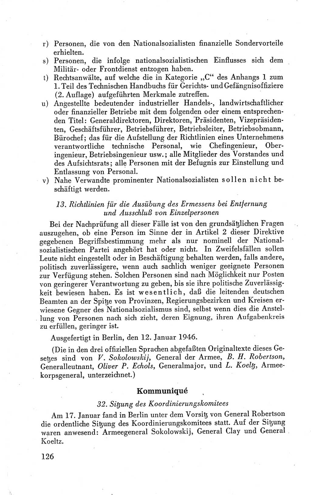 Der Alliierte Kontrollrat für Deutschland - Die Alliierte Kommandantur der Stadt Berlin, Kommuniqués, Gesetze, Direktiven, Befehle, Anordnungen, Sammelheft 2 1946, Seite 126 (AKR Dtl., All. Kdtr. Bln., 1946, S. 126)