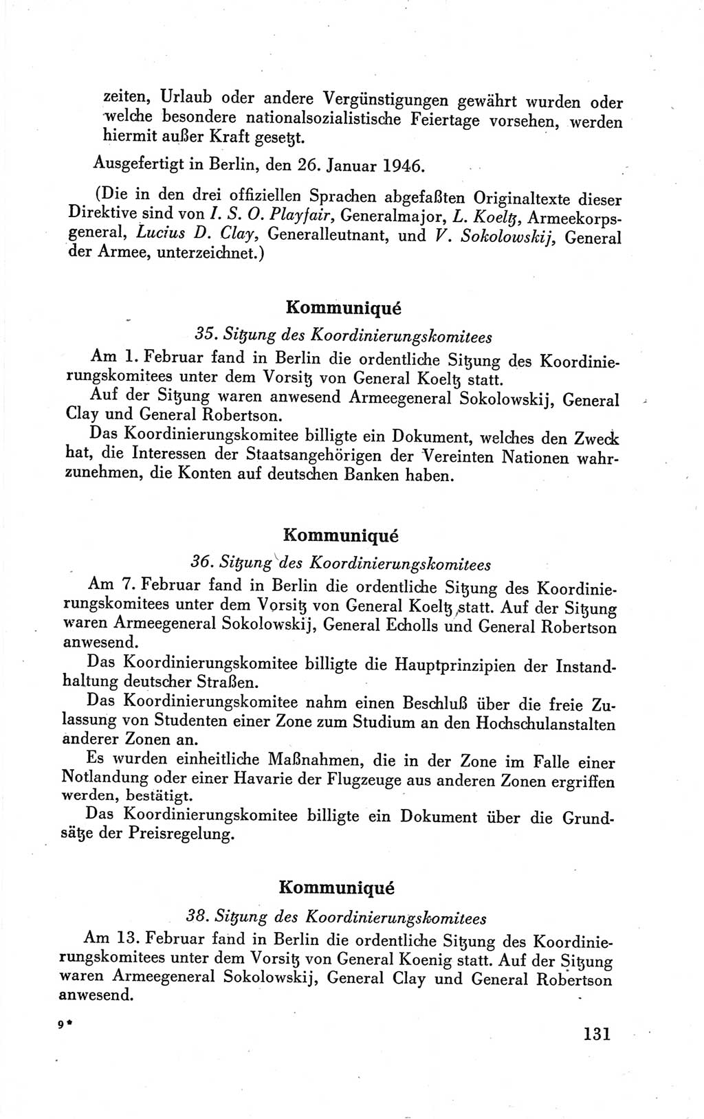 Der Alliierte Kontrollrat für Deutschland - Die Alliierte Kommandantur der Stadt Berlin, Kommuniqués, Gesetze, Direktiven, Befehle, Anordnungen, Sammelheft 2 1946, Seite 131 (AKR Dtl., All. Kdtr. Bln., 1946, S. 131)