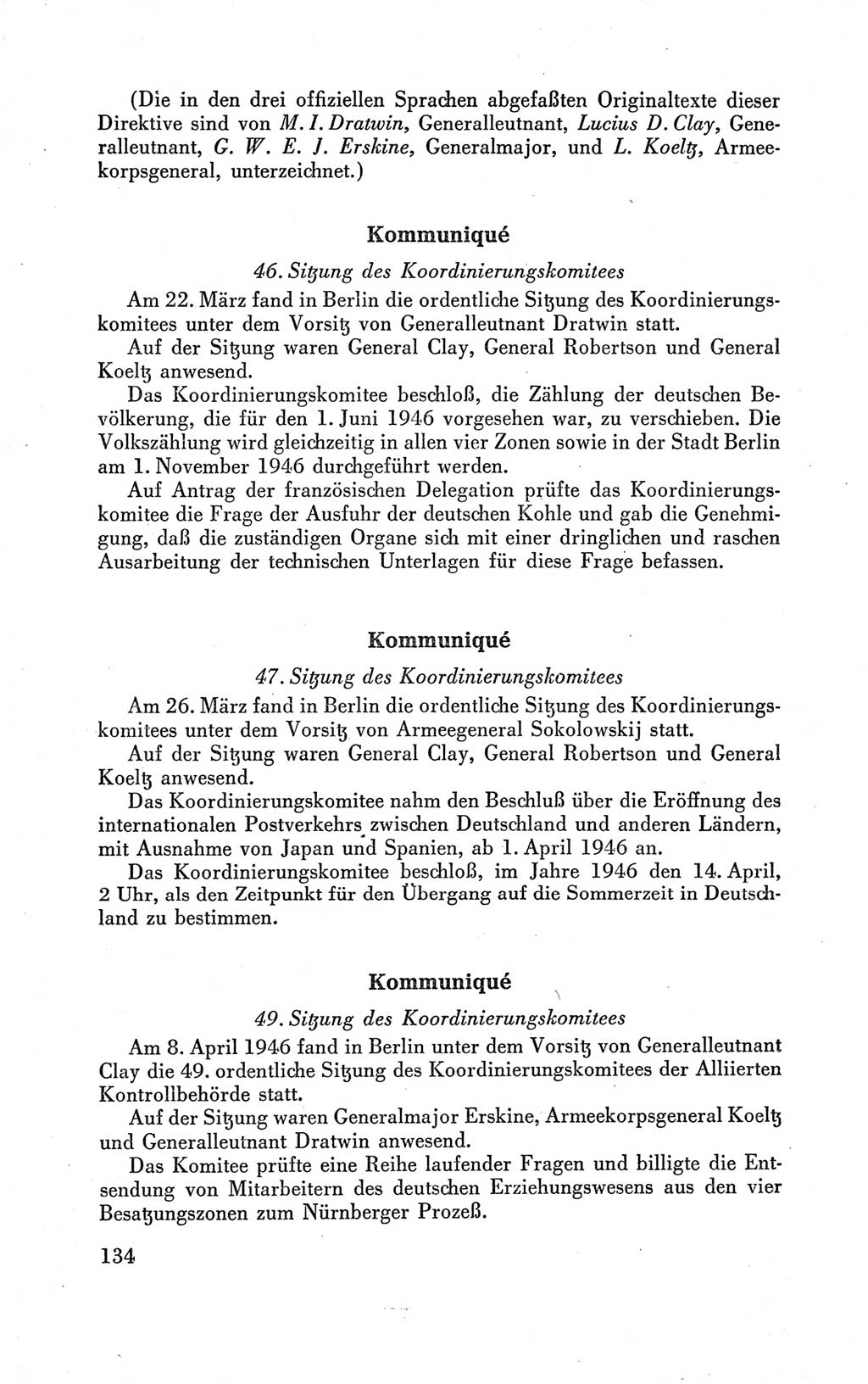 Der Alliierte Kontrollrat für Deutschland - Die Alliierte Kommandantur der Stadt Berlin, Kommuniqués, Gesetze, Direktiven, Befehle, Anordnungen, Sammelheft 2 1946, Seite 134 (AKR Dtl., All. Kdtr. Bln., 1946, S. 134)