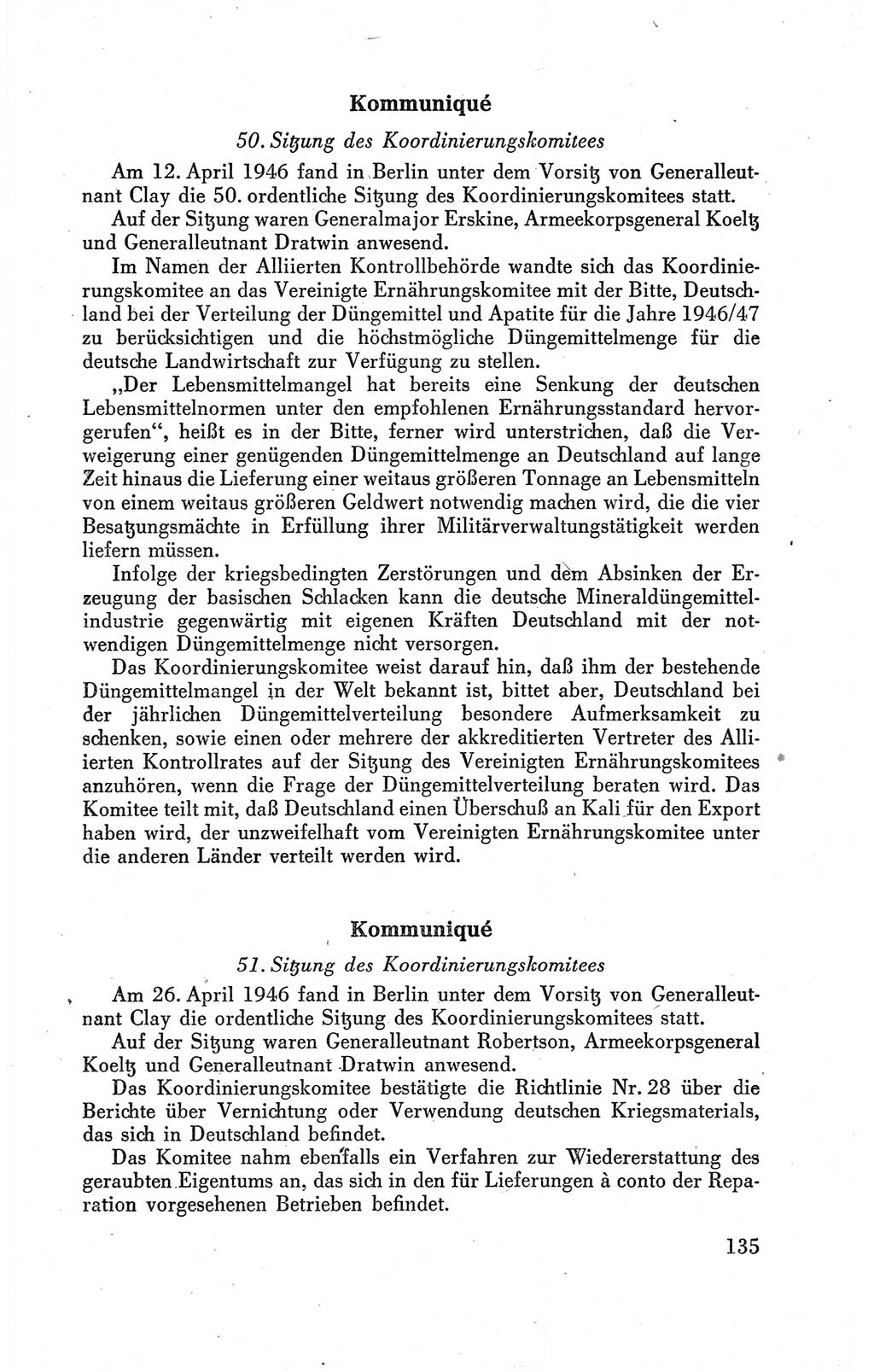 Der Alliierte Kontrollrat für Deutschland - Die Alliierte Kommandantur der Stadt Berlin, Kommuniqués, Gesetze, Direktiven, Befehle, Anordnungen, Sammelheft 2 1946, Seite 135 (AKR Dtl., All. Kdtr. Bln., 1946, S. 135)