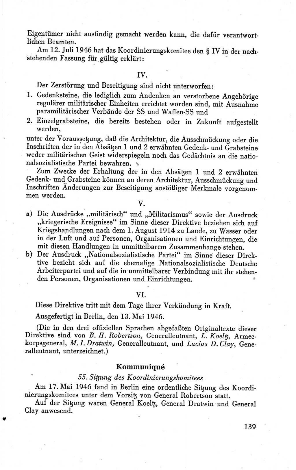 Der Alliierte Kontrollrat für Deutschland - Die Alliierte Kommandantur der Stadt Berlin, Kommuniqués, Gesetze, Direktiven, Befehle, Anordnungen, Sammelheft 2 1946, Seite 139 (AKR Dtl., All. Kdtr. Bln., 1946, S. 139)