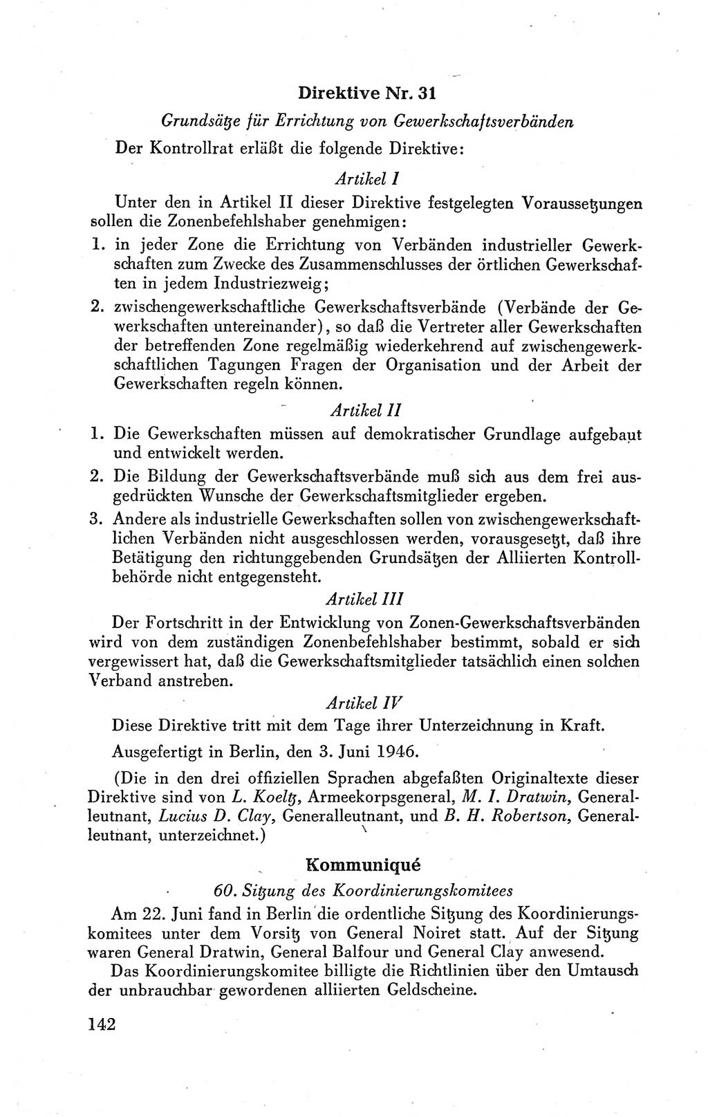 Der Alliierte Kontrollrat für Deutschland - Die Alliierte Kommandantur der Stadt Berlin, Kommuniqués, Gesetze, Direktiven, Befehle, Anordnungen, Sammelheft 2 1946, Seite 142 (AKR Dtl., All. Kdtr. Bln., 1946, S. 142)