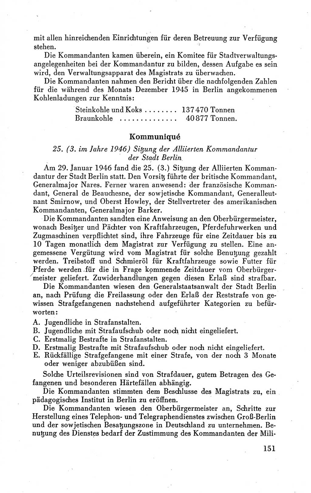 Der Alliierte Kontrollrat für Deutschland - Die Alliierte Kommandantur der Stadt Berlin, Kommuniqués, Gesetze, Direktiven, Befehle, Anordnungen, Sammelheft 2 1946, Seite 151 (AKR Dtl., All. Kdtr. Bln., 1946, S. 151)