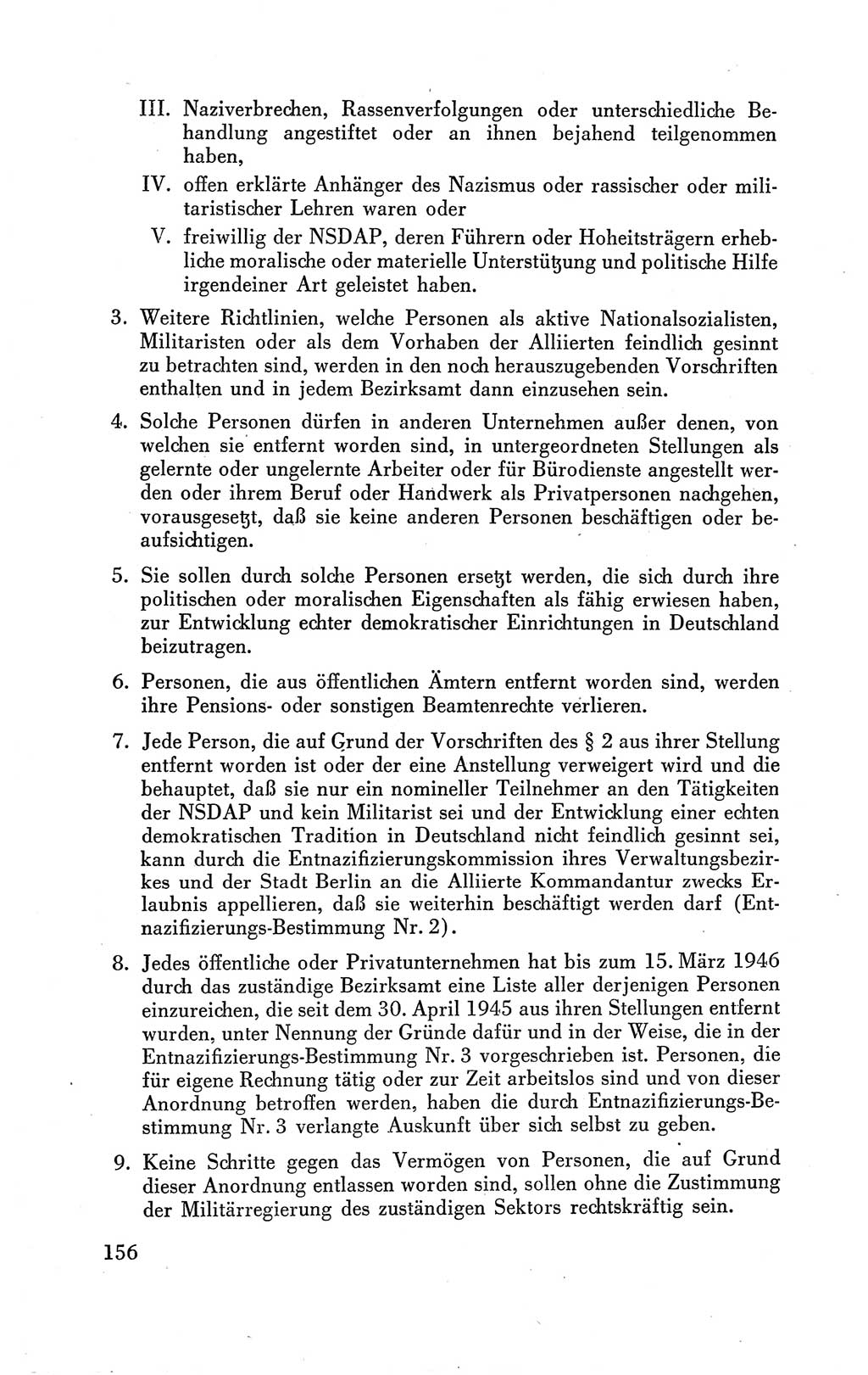Der Alliierte Kontrollrat für Deutschland - Die Alliierte Kommandantur der Stadt Berlin, Kommuniqués, Gesetze, Direktiven, Befehle, Anordnungen, Sammelheft 2 1946, Seite 156 (AKR Dtl., All. Kdtr. Bln., 1946, S. 156)