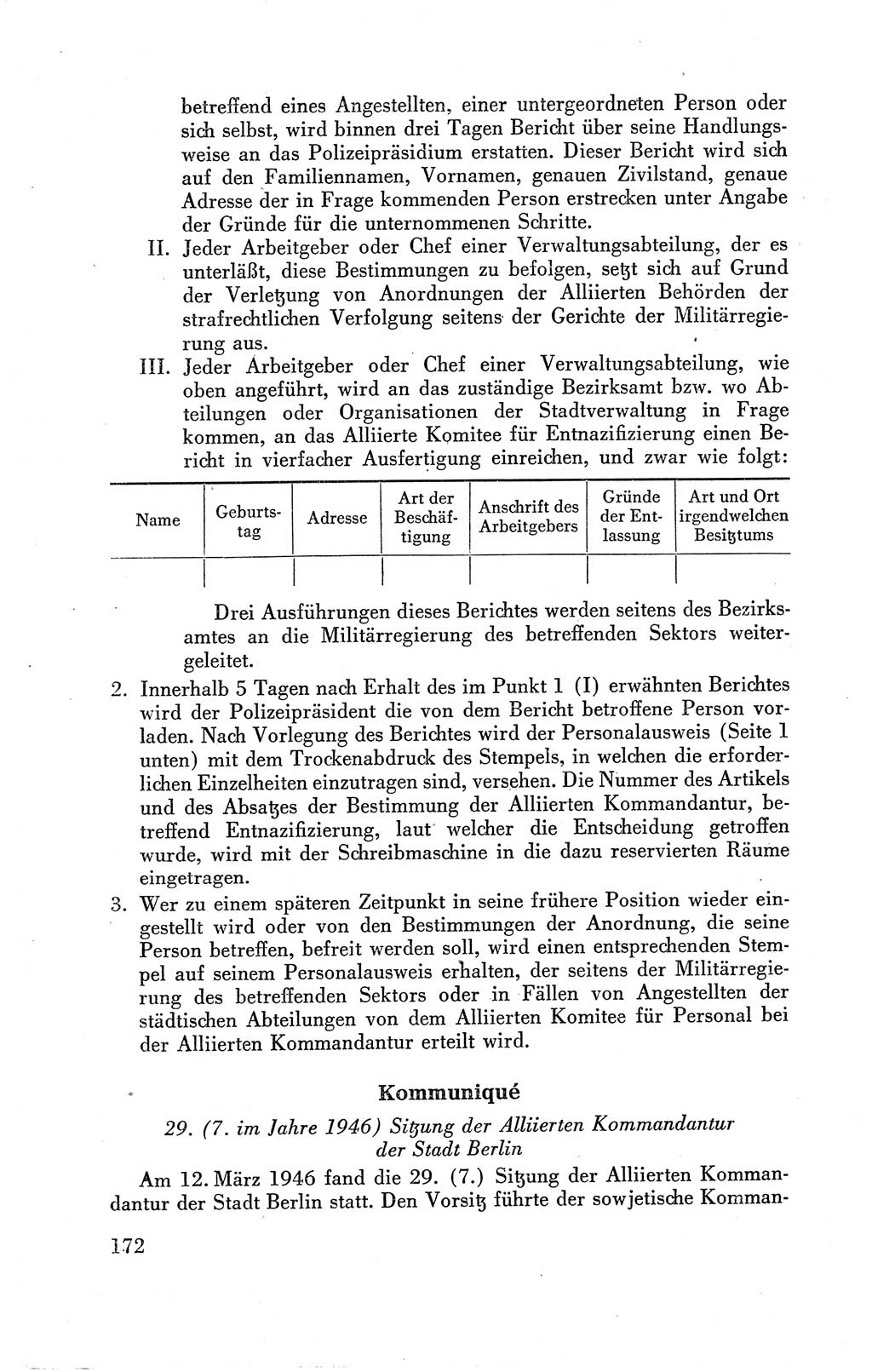 Der Alliierte Kontrollrat für Deutschland - Die Alliierte Kommandantur der Stadt Berlin, Kommuniqués, Gesetze, Direktiven, Befehle, Anordnungen, Sammelheft 2 1946, Seite 172 (AKR Dtl., All. Kdtr. Bln., 1946, S. 172)