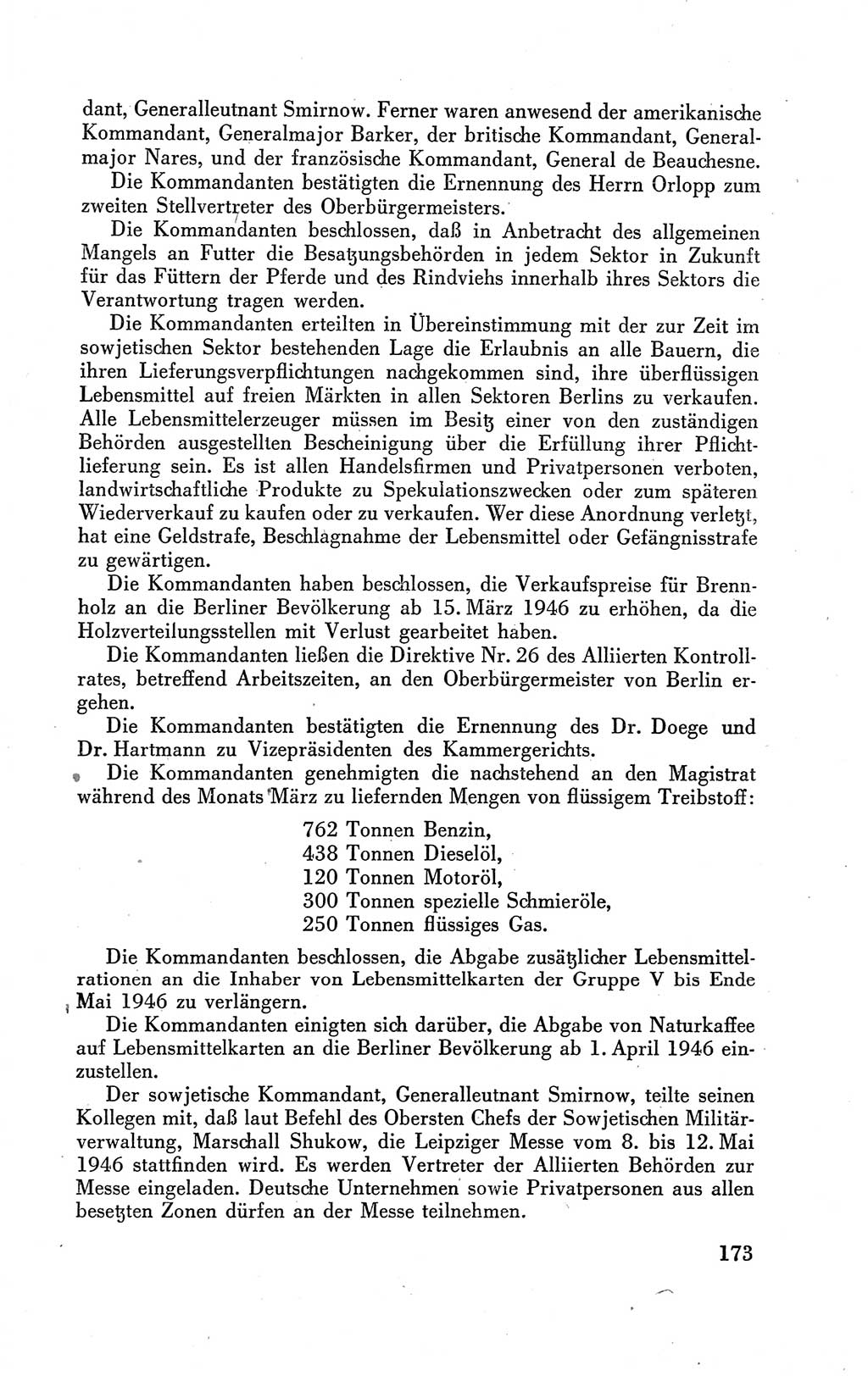 Der Alliierte Kontrollrat für Deutschland - Die Alliierte Kommandantur der Stadt Berlin, Kommuniqués, Gesetze, Direktiven, Befehle, Anordnungen, Sammelheft 2 1946, Seite 173 (AKR Dtl., All. Kdtr. Bln., 1946, S. 173)