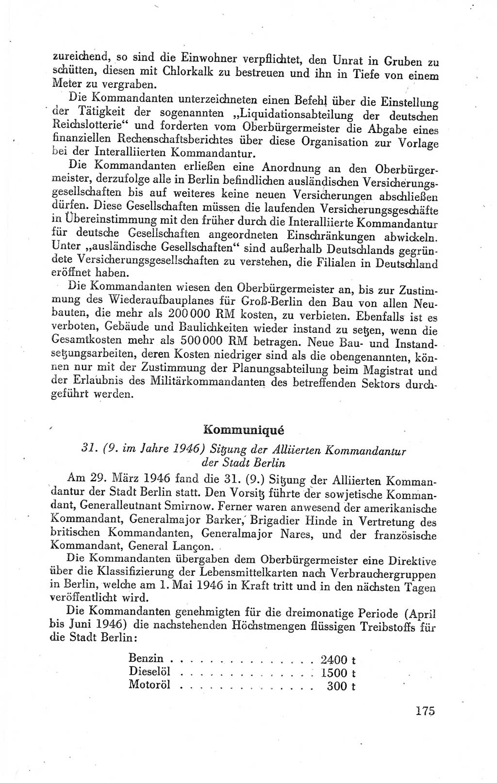 Der Alliierte Kontrollrat für Deutschland - Die Alliierte Kommandantur der Stadt Berlin, Kommuniqués, Gesetze, Direktiven, Befehle, Anordnungen, Sammelheft 2 1946, Seite 175 (AKR Dtl., All. Kdtr. Bln., 1946, S. 175)