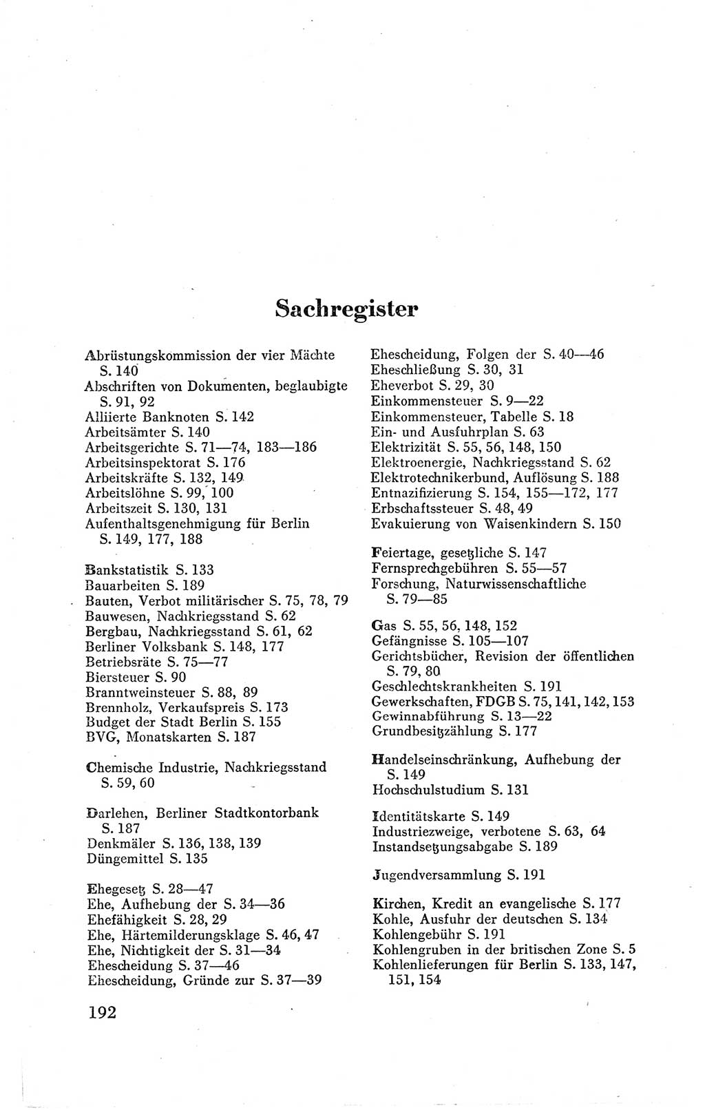 Der Alliierte Kontrollrat für Deutschland - Die Alliierte Kommandantur der Stadt Berlin, Kommuniqués, Gesetze, Direktiven, Befehle, Anordnungen, Sammelheft 2 1946, Seite 192 (AKR Dtl., All. Kdtr. Bln., 1946, S. 192)