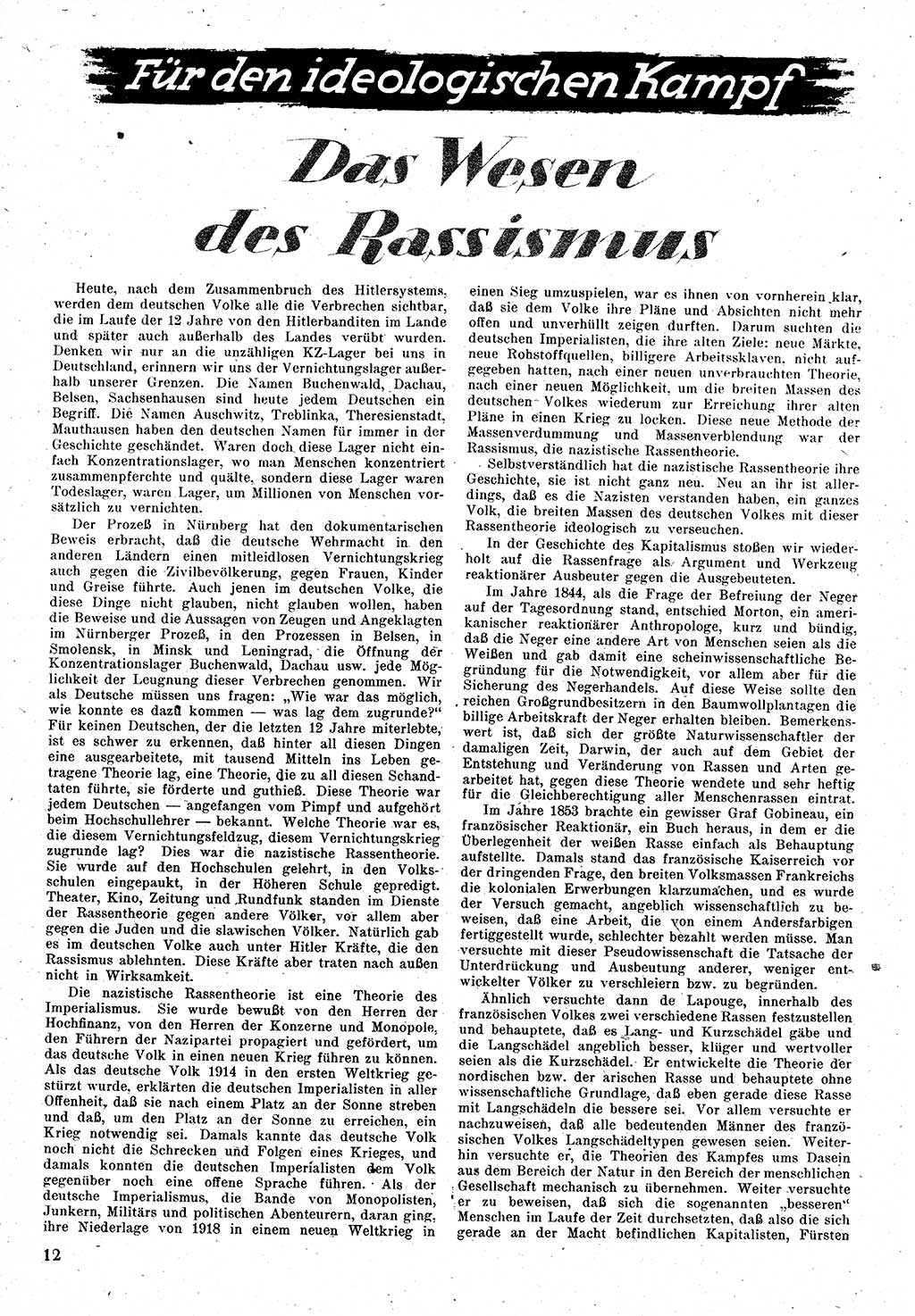 Neuer Weg (NW), Monatsschrift für aktuelle Fragen der Arbeiterbewegung [Zentralkomitee (ZK) Kommunistische Partei Deutschlands (KPD), Sozialistische Einheitspartei Deutschlands (SED)], 1. Jahrgang [Sowjetische Besatzungszone (SBZ) Deutschlands] 1946, Heft 1/12 (NW ZK KPD SED SBZ Dtl. 1946, H. 1/12)