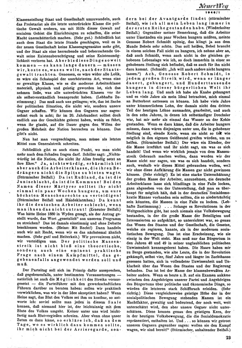 Neuer Weg (NW), Monatsschrift für aktuelle Fragen der Arbeiterbewegung [Zentralkomitee (ZK) Kommunistische Partei Deutschlands (KPD), Sozialistische Einheitspartei Deutschlands (SED)], 1. Jahrgang [Sowjetische Besatzungszone (SBZ) Deutschlands] 1946, Heft 1/23 (NW ZK KPD SED SBZ Dtl. 1946, H. 1/23)