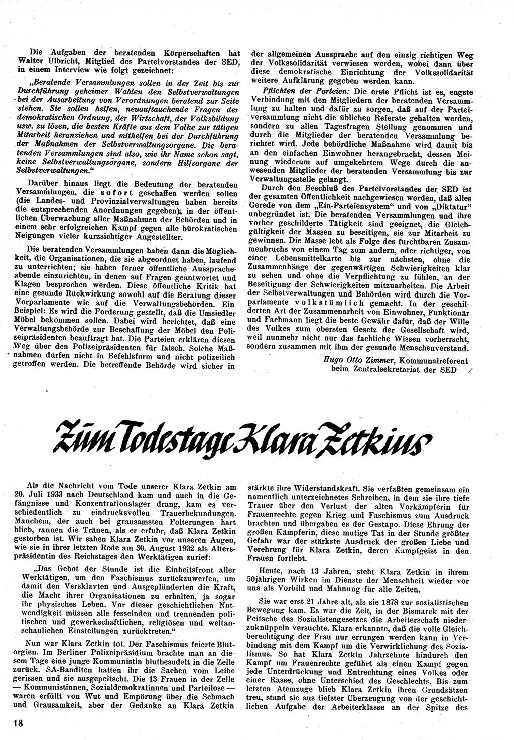 Neuer Weg (NW), Monatsschrift für aktuelle Fragen der Arbeiterbewegung [Zentralkomitee (ZK) Kommunistische Partei Deutschlands (KPD), Sozialistische Einheitspartei Deutschlands (SED)], 1. Jahrgang [Sowjetische Besatzungszone (SBZ) Deutschlands] 1946, Heft 4/18 (NW ZK KPD SED SBZ Dtl. 1946, H. 4/18)