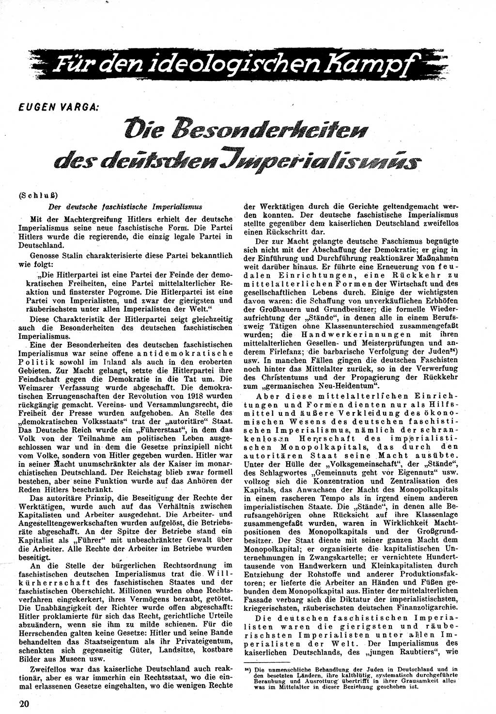 Neuer Weg (NW), Monatsschrift für aktuelle Fragen der Arbeiterbewegung [Zentralkomitee (ZK) Kommunistische Partei Deutschlands (KPD), Sozialistische Einheitspartei Deutschlands (SED)], 1. Jahrgang [Sowjetische Besatzungszone (SBZ) Deutschlands] 1946, Heft 4/20 (NW ZK KPD SED SBZ Dtl. 1946, H. 4/20)