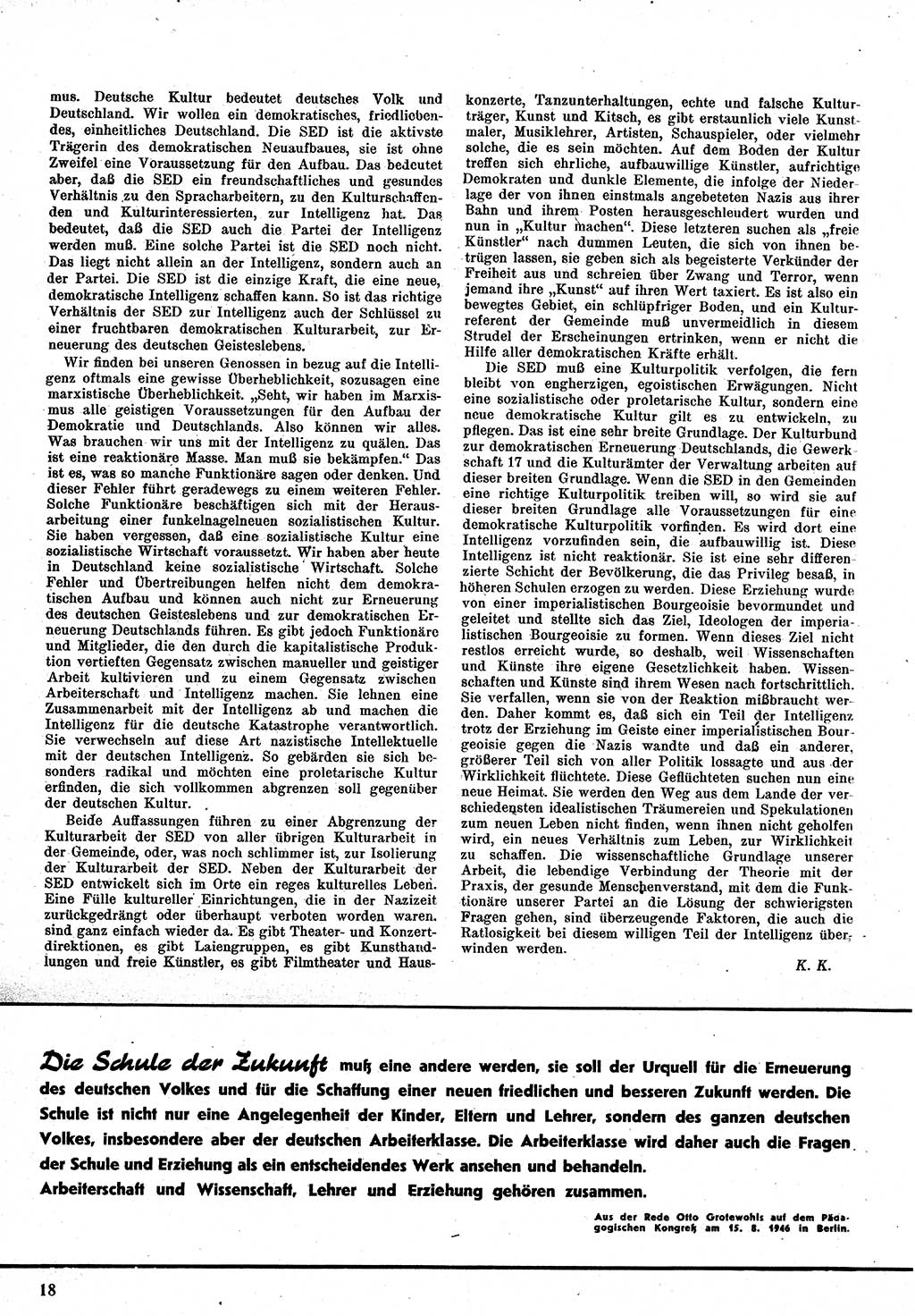 Neuer Weg (NW), Monatsschrift für aktuelle Fragen der Arbeiterbewegung [Zentralkomitee (ZK) Kommunistische Partei Deutschlands (KPD), Sozialistische Einheitspartei Deutschlands (SED)], 1. Jahrgang [Sowjetische Besatzungszone (SBZ) Deutschlands] 1946, Heft 6/18 (NW ZK KPD SED SBZ Dtl. 1946, H. 6/18)