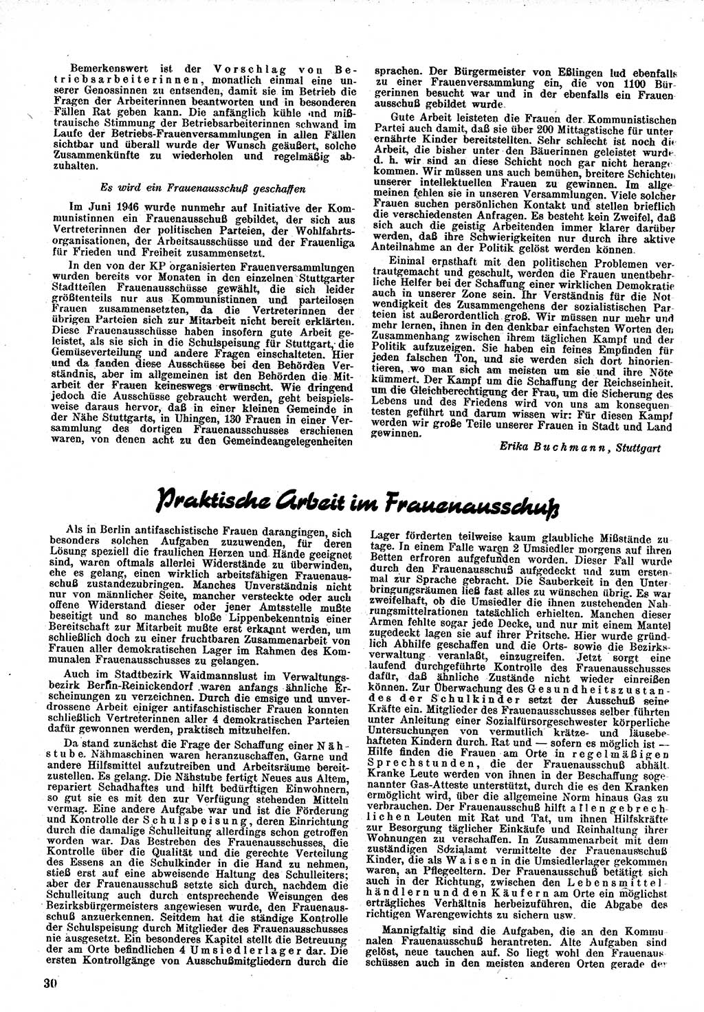 Neuer Weg (NW), Monatsschrift für aktuelle Fragen der Arbeiterbewegung [Zentralkomitee (ZK) Kommunistische Partei Deutschlands (KPD), Sozialistische Einheitspartei Deutschlands (SED)], 1. Jahrgang [Sowjetische Besatzungszone (SBZ) Deutschlands] 1946, Heft 6/30 (NW ZK KPD SED SBZ Dtl. 1946, H. 6/30)