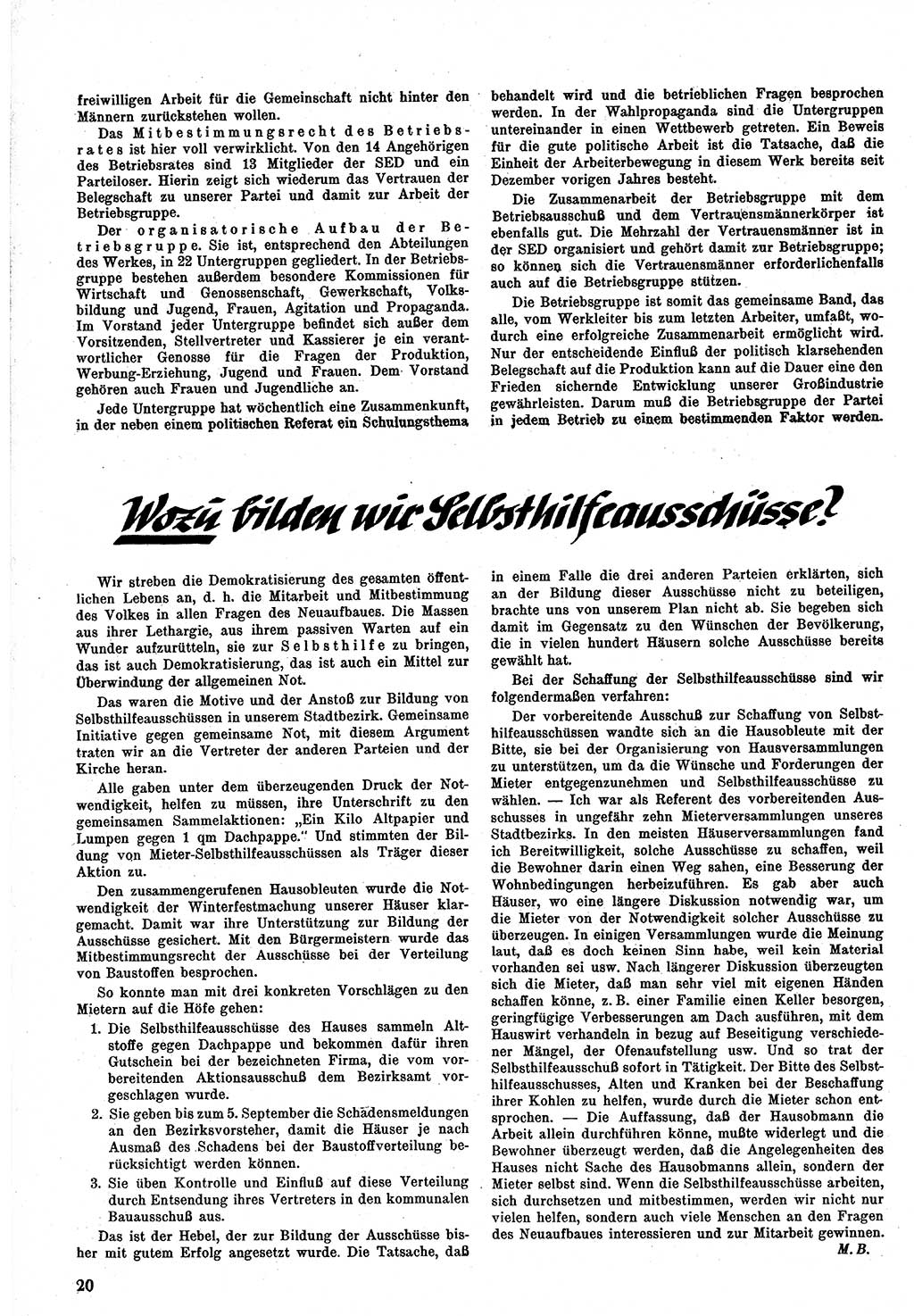 Neuer Weg (NW), Monatsschrift für aktuelle Fragen der Arbeiterbewegung [Zentralkomitee (ZK) Kommunistische Partei Deutschlands (KPD), Sozialistische Einheitspartei Deutschlands (SED)], 1. Jahrgang [Sowjetische Besatzungszone (SBZ) Deutschlands] 1946, Heft 7/20 (NW ZK KPD SED SBZ Dtl. 1946, H. 7/20)