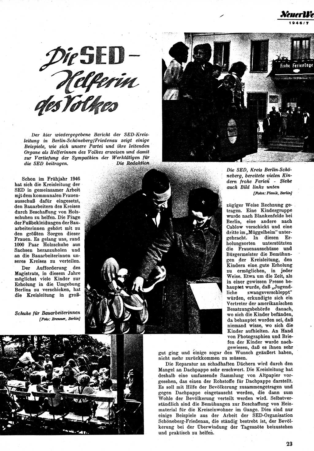Neuer Weg (NW), Monatsschrift für aktuelle Fragen der Arbeiterbewegung [Zentralkomitee (ZK) Kommunistische Partei Deutschlands (KPD), Sozialistische Einheitspartei Deutschlands (SED)], 1. Jahrgang [Sowjetische Besatzungszone (SBZ) Deutschlands] 1946, Heft 7/23 (NW ZK KPD SED SBZ Dtl. 1946, H. 7/23)