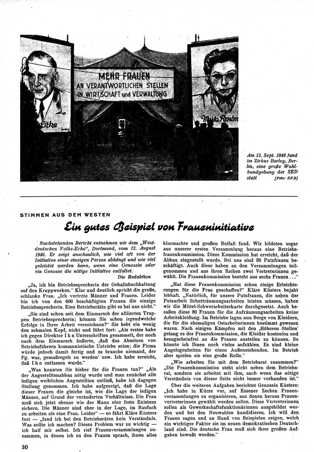 Neuer Weg (NW), Monatsschrift für aktuelle Fragen der Arbeiterbewegung [Zentralkomitee (ZK) Kommunistische Partei Deutschlands (KPD), Sozialistische Einheitspartei Deutschlands (SED)], 1. Jahrgang [Sowjetische Besatzungszone (SBZ) Deutschlands] 1946, Heft 7/30 (NW ZK KPD SED SBZ Dtl. 1946, H. 7/30)