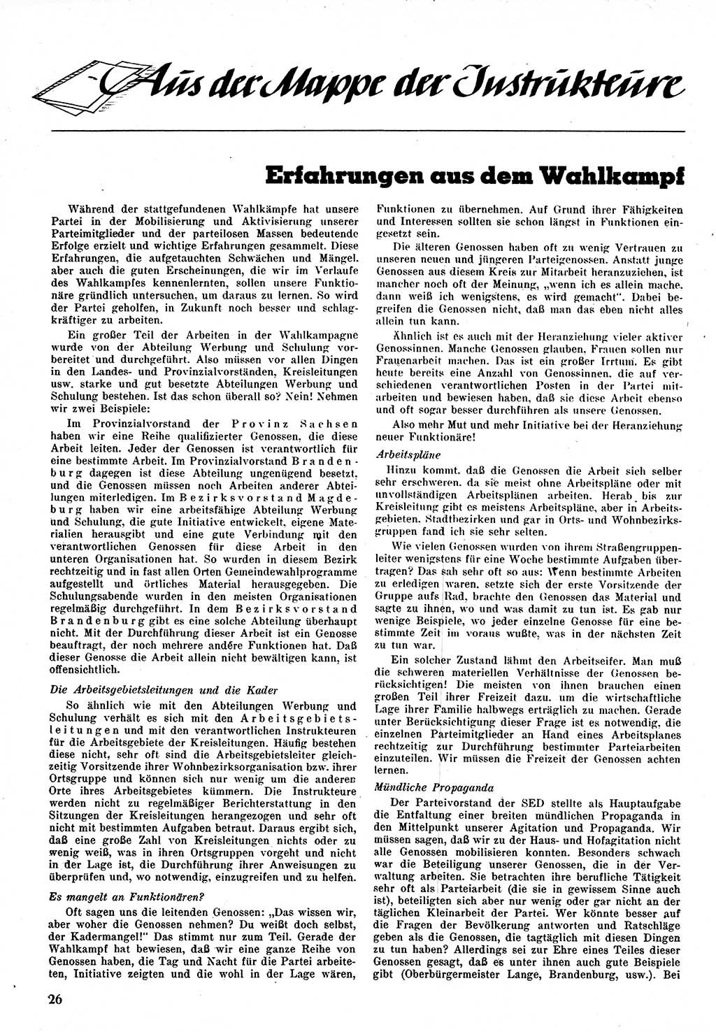 Neuer Weg (NW), Monatsschrift für aktuelle Fragen der Arbeiterbewegung [Zentralkomitee (ZK) Kommunistische Partei Deutschlands (KPD), Sozialistische Einheitspartei Deutschlands (SED)], 1. Jahrgang [Sowjetische Besatzungszone (SBZ) Deutschlands] 1946, Heft 8/26 (NW ZK KPD SED SBZ Dtl. 1946, H. 8/26)