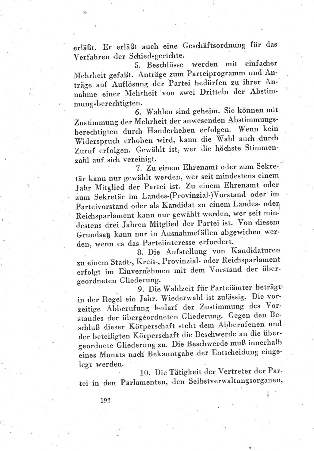 Protokoll des Vereinigungsparteitages der Sozialdemokratischen Partei Deutschlands (SPD) und der Kommunistischen Partei Deutschlands (KPD) [Sowjetische Besatzungszone (SBZ) Deutschlands] 1946, Seite 192 (Prot. VPT SPD KPD SBZ Dtl. 1946, S. 192)