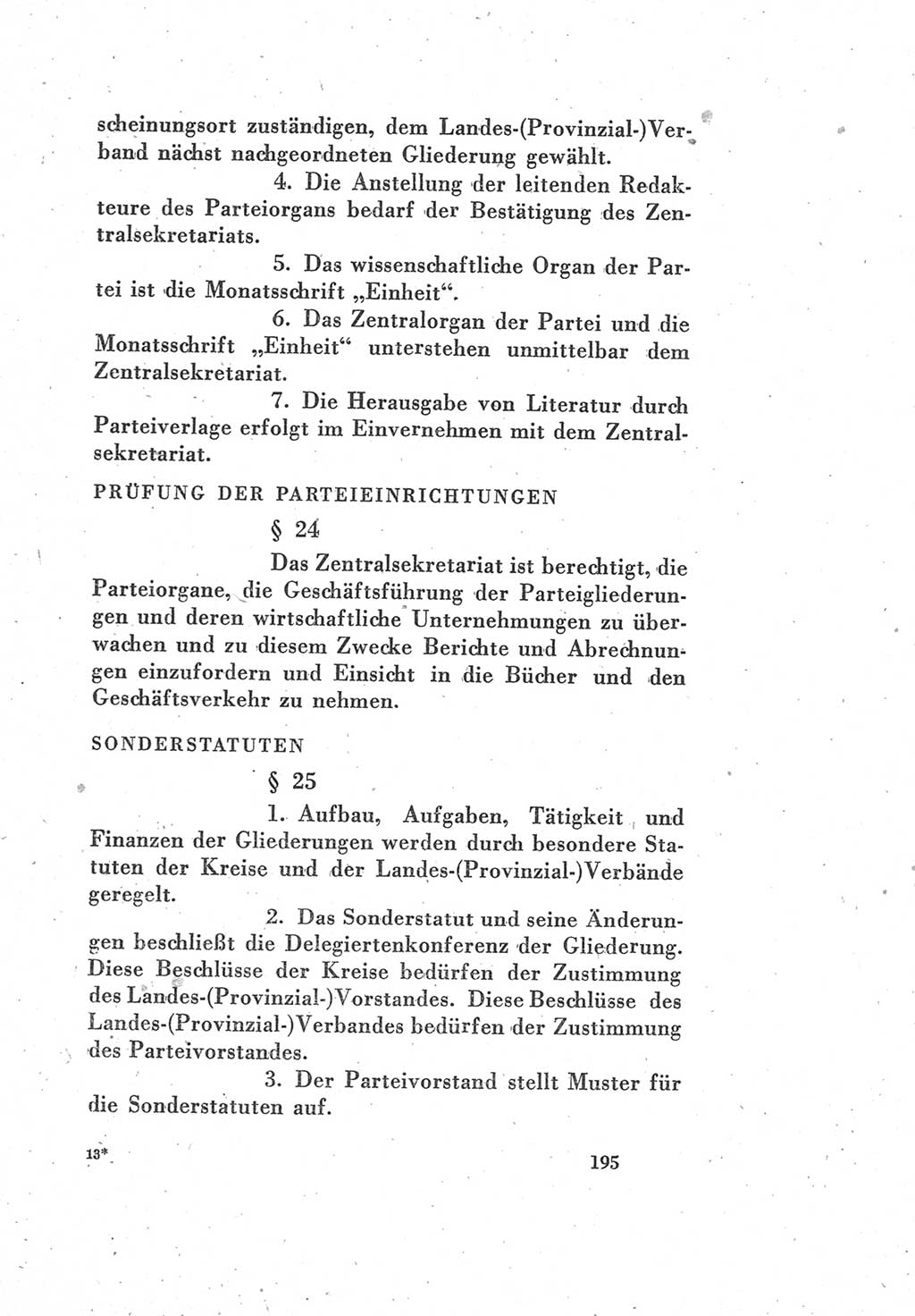 Protokoll des Vereinigungsparteitages der Sozialdemokratischen Partei Deutschlands (SPD) und der Kommunistischen Partei Deutschlands (KPD) [Sowjetische Besatzungszone (SBZ) Deutschlands] 1946, Seite 195 (Prot. VPT SPD KPD SBZ Dtl. 1946, S. 195)