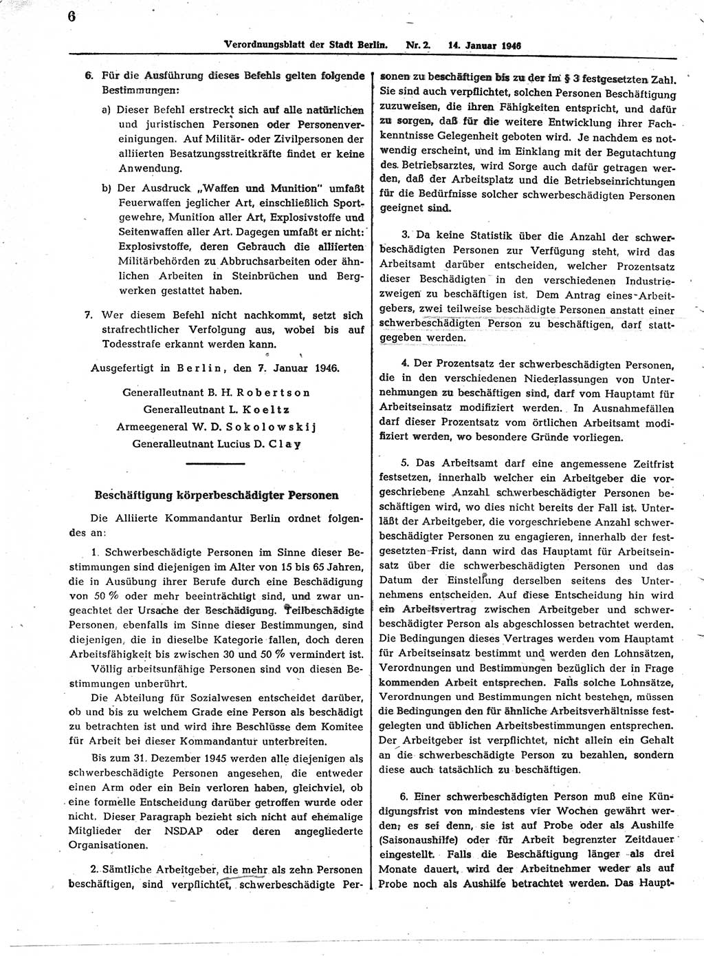 Verordnungsblatt (VOBl.) der Stadt Berlin, für Groß-Berlin 1946, Seite 6 (VOBl. Bln. 1946, S. 6)