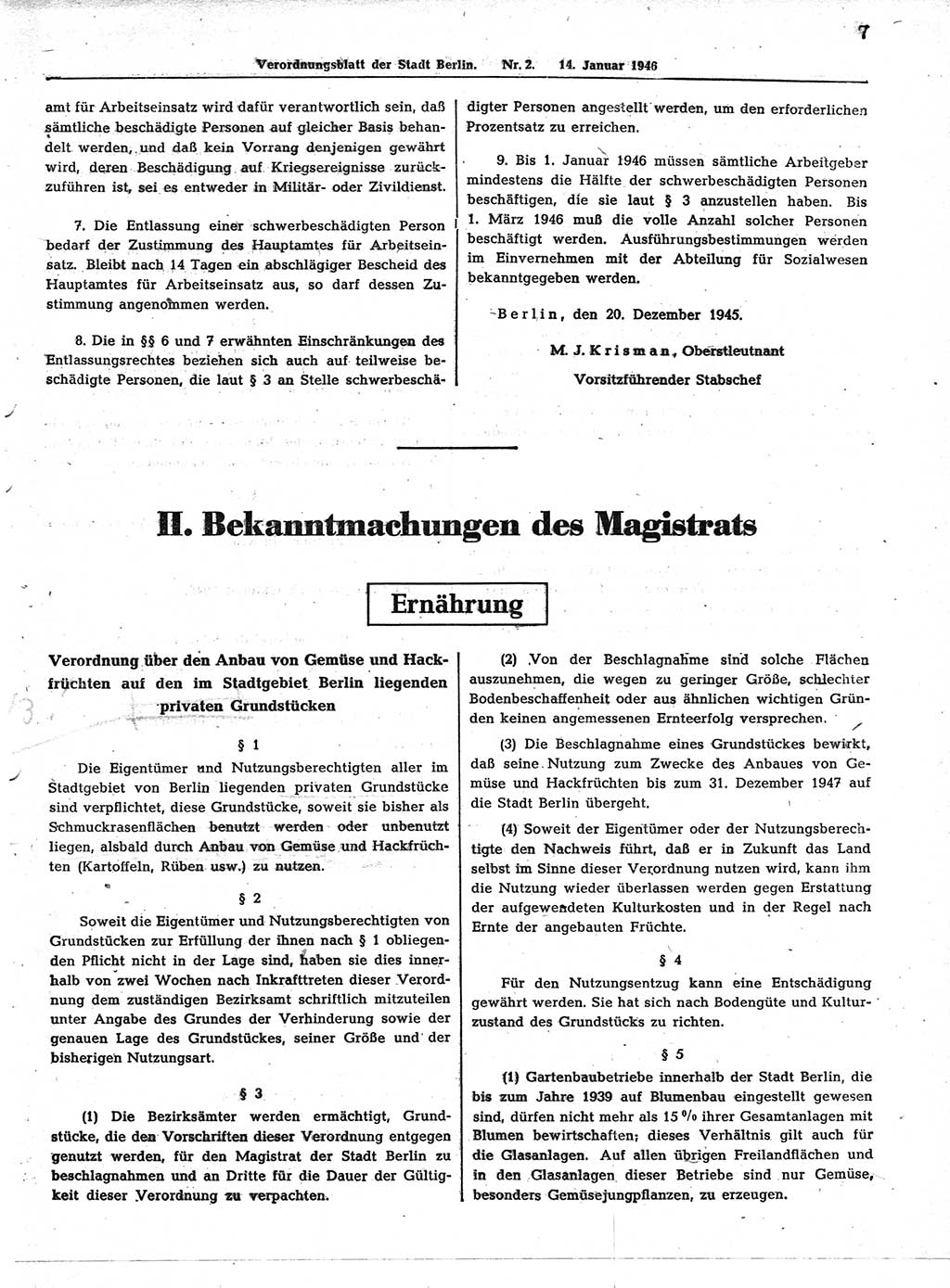 Verordnungsblatt (VOBl.) der Stadt Berlin, für Groß-Berlin 1946, Seite 7 (VOBl. Bln. 1946, S. 7)