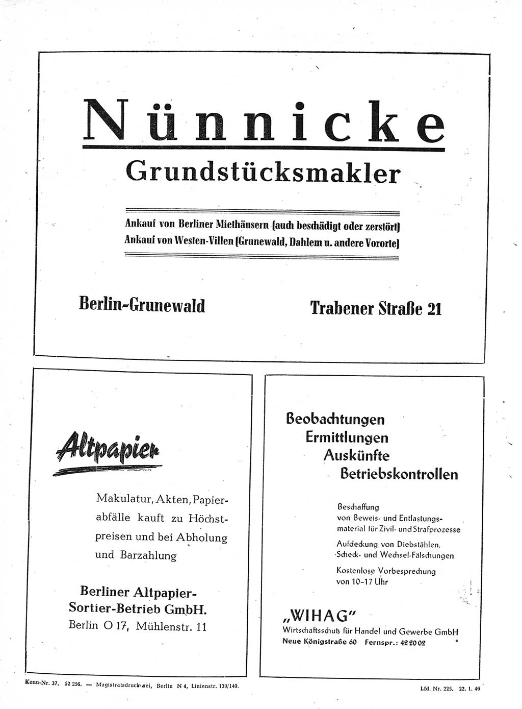 Verordnungsblatt (VOBl.) der Stadt Berlin, für Groß-Berlin 1946, Seite 20 (VOBl. Bln. 1946, S. 20)