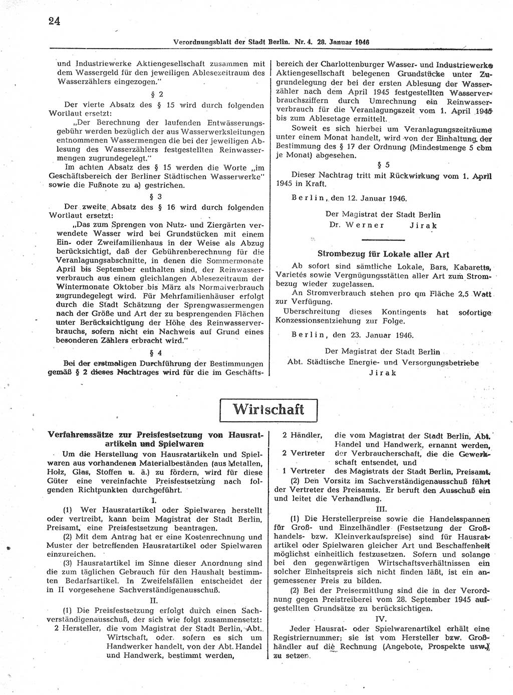 Verordnungsblatt (VOBl.) der Stadt Berlin, für Groß-Berlin 1946, Seite 24 (VOBl. Bln. 1946, S. 24)