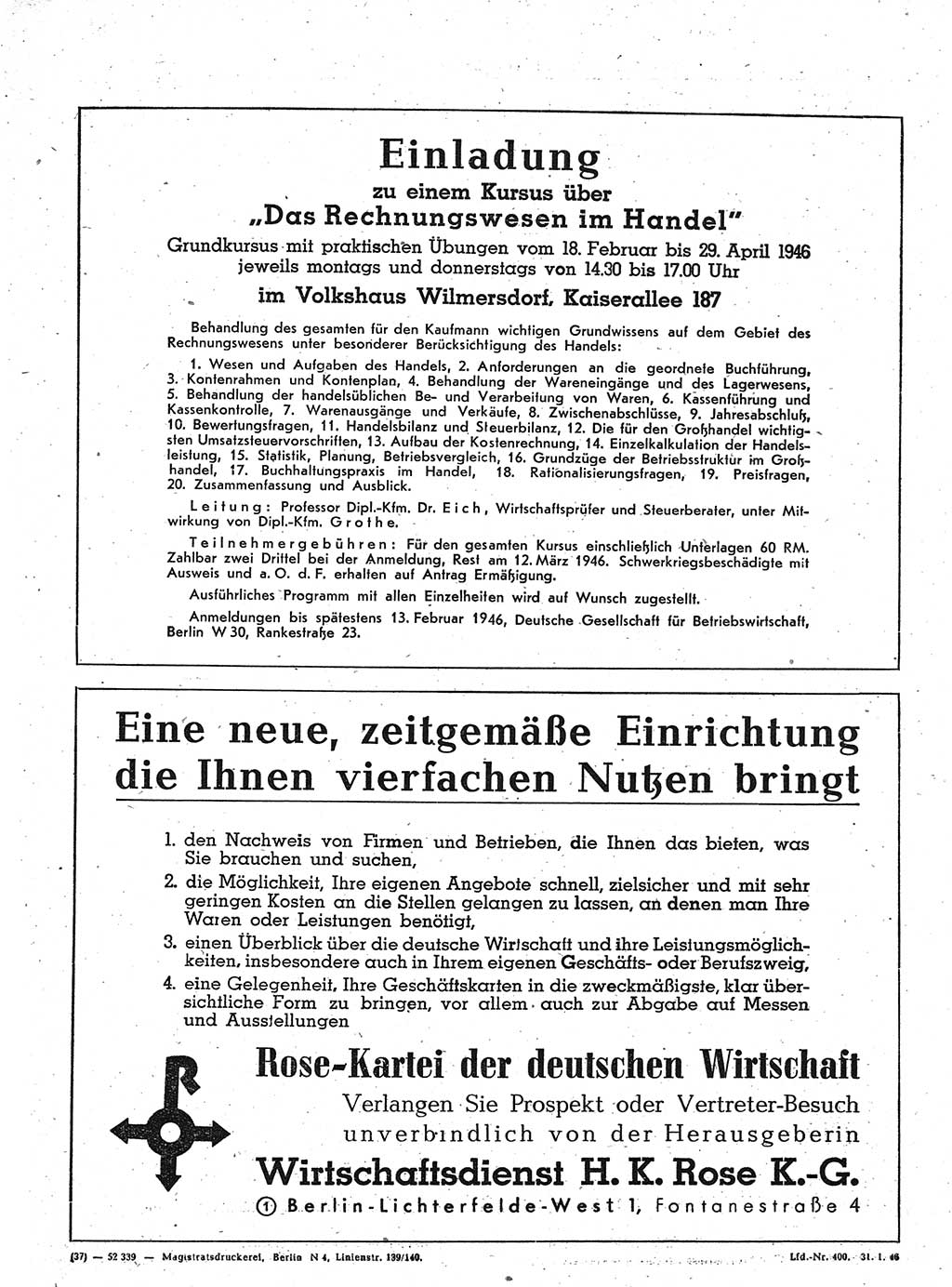 Verordnungsblatt (VOBl.) der Stadt Berlin, für Groß-Berlin 1946, Seite 32 (VOBl. Bln. 1946, S. 32)
