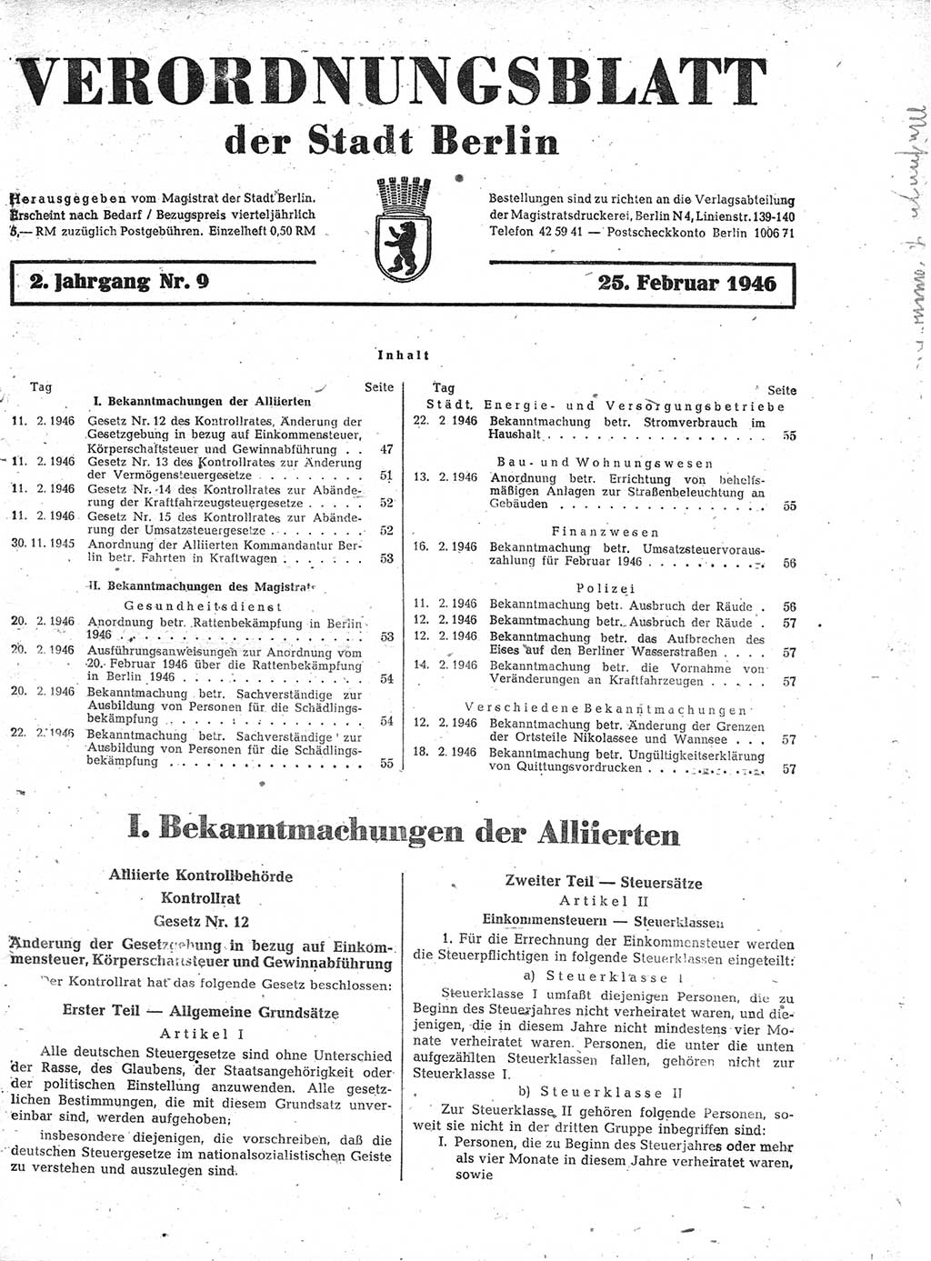Verordnungsblatt (VOBl.) der Stadt Berlin, für Groß-Berlin 1946, Seite 47 (VOBl. Bln. 1946, S. 47)