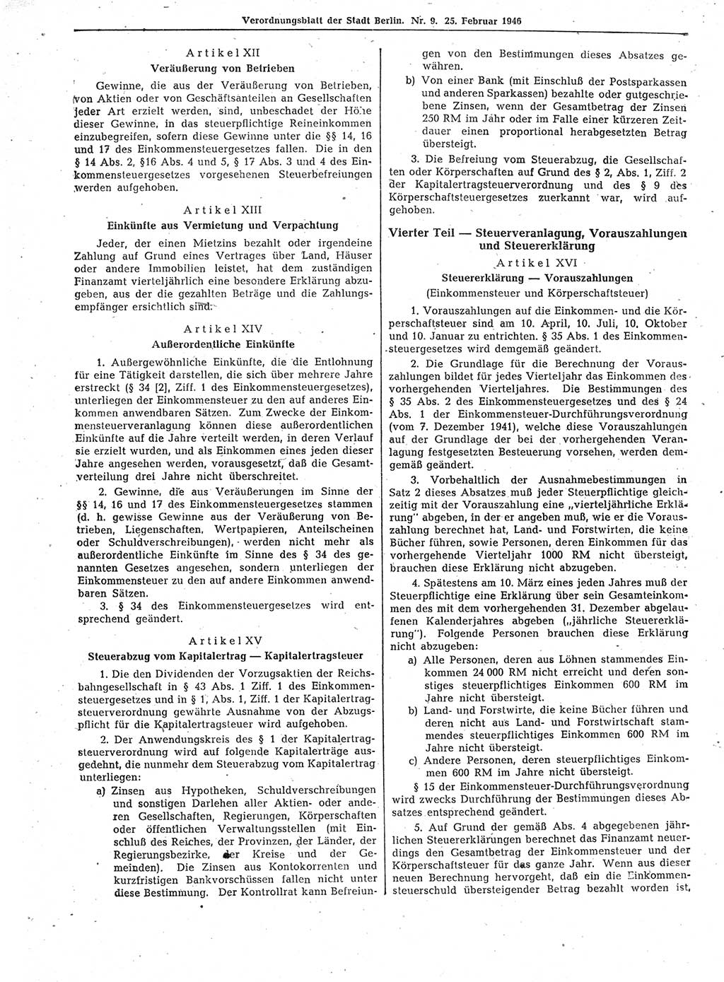 Verordnungsblatt (VOBl.) der Stadt Berlin, für Groß-Berlin 1946, Seite 50 (VOBl. Bln. 1946, S. 50)
