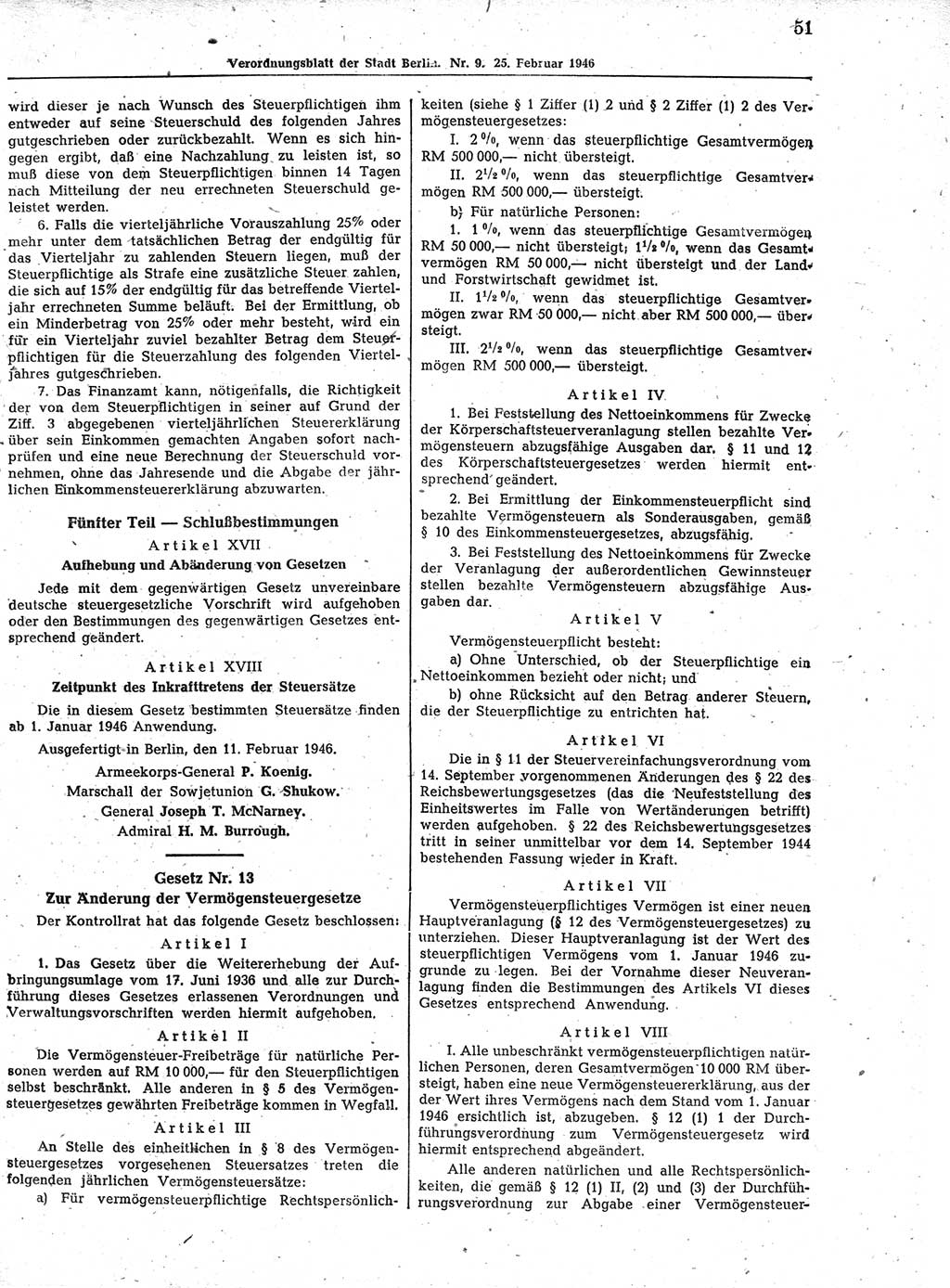 Verordnungsblatt (VOBl.) der Stadt Berlin, für Groß-Berlin 1946, Seite 51 (VOBl. Bln. 1946, S. 51)